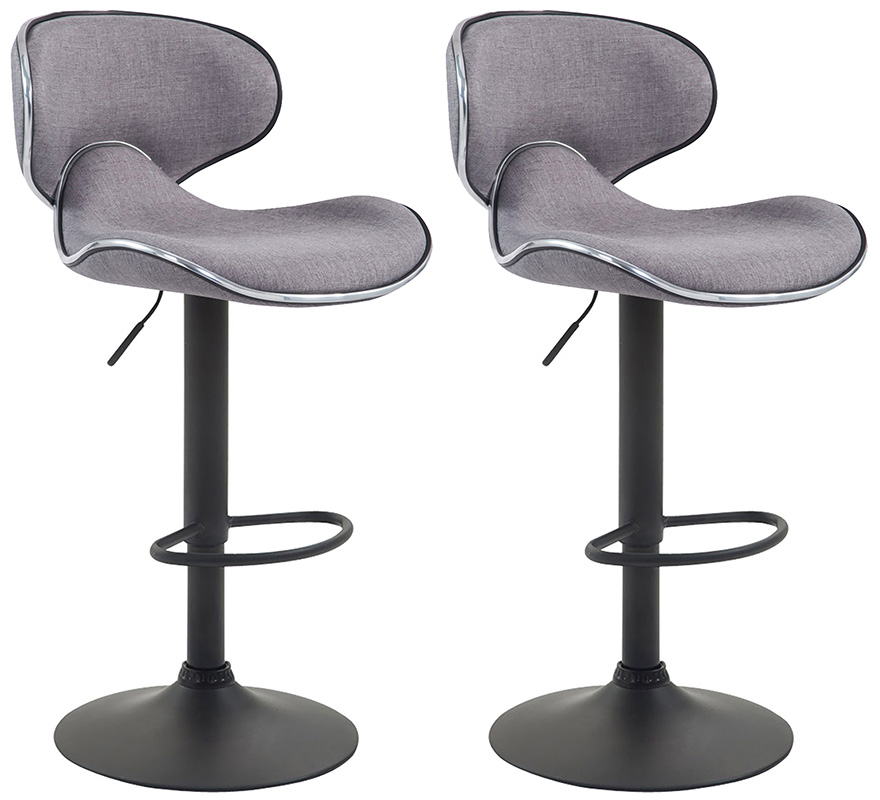 2er Set Barhocker Las Vegas V2 Stoff schwarz, hellgrau