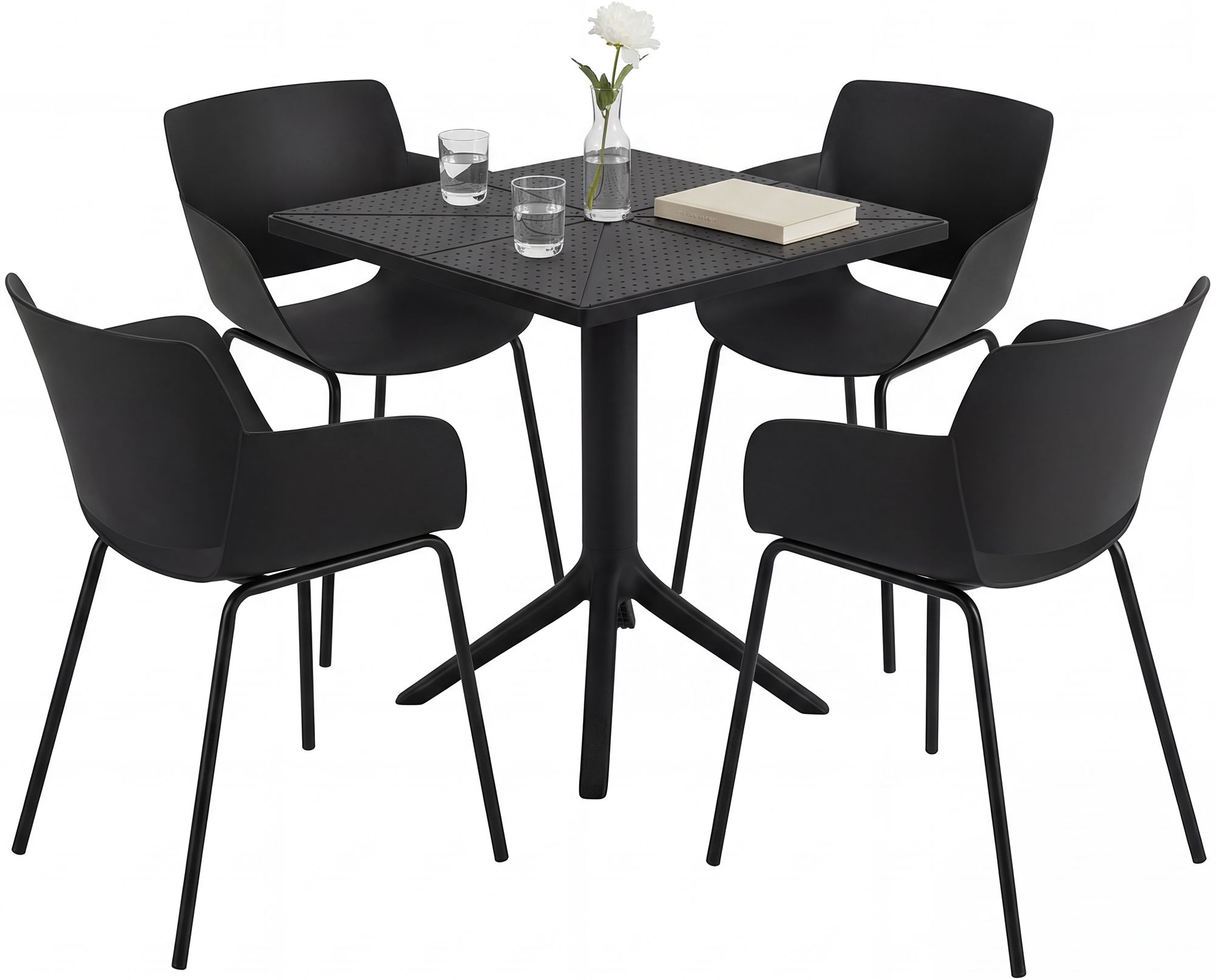 Gartenmöbel-Set Norva mit 4 Stühlen, schwarz