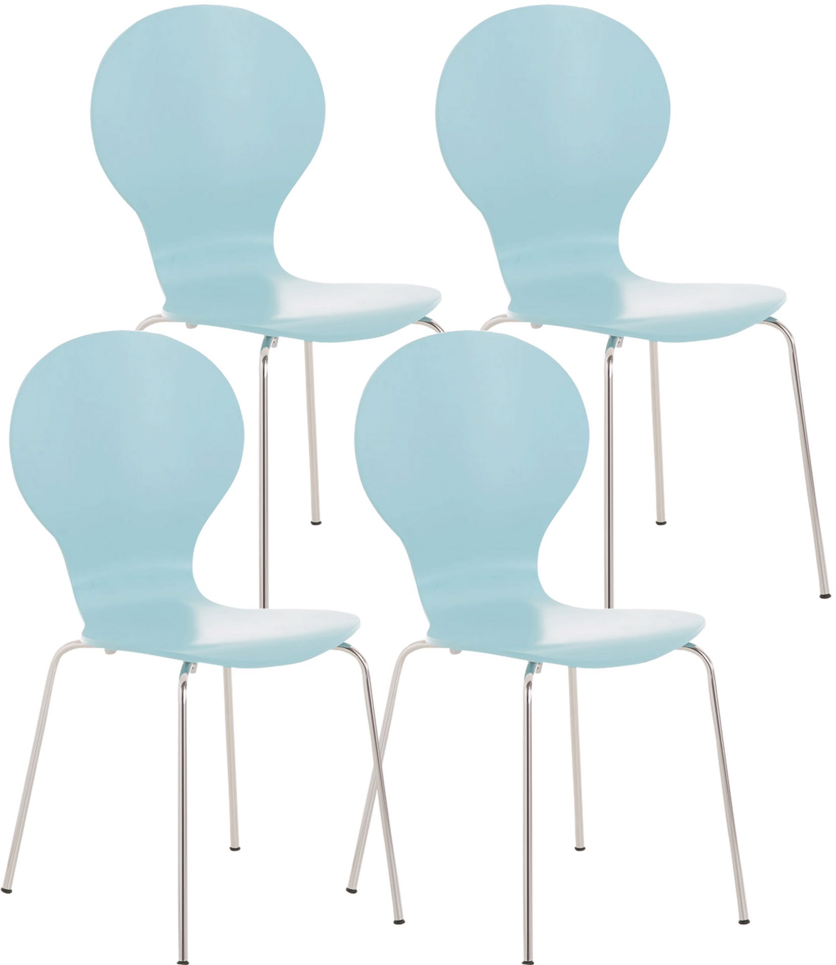 4er Set Besucherstuhl Diego, hellblau