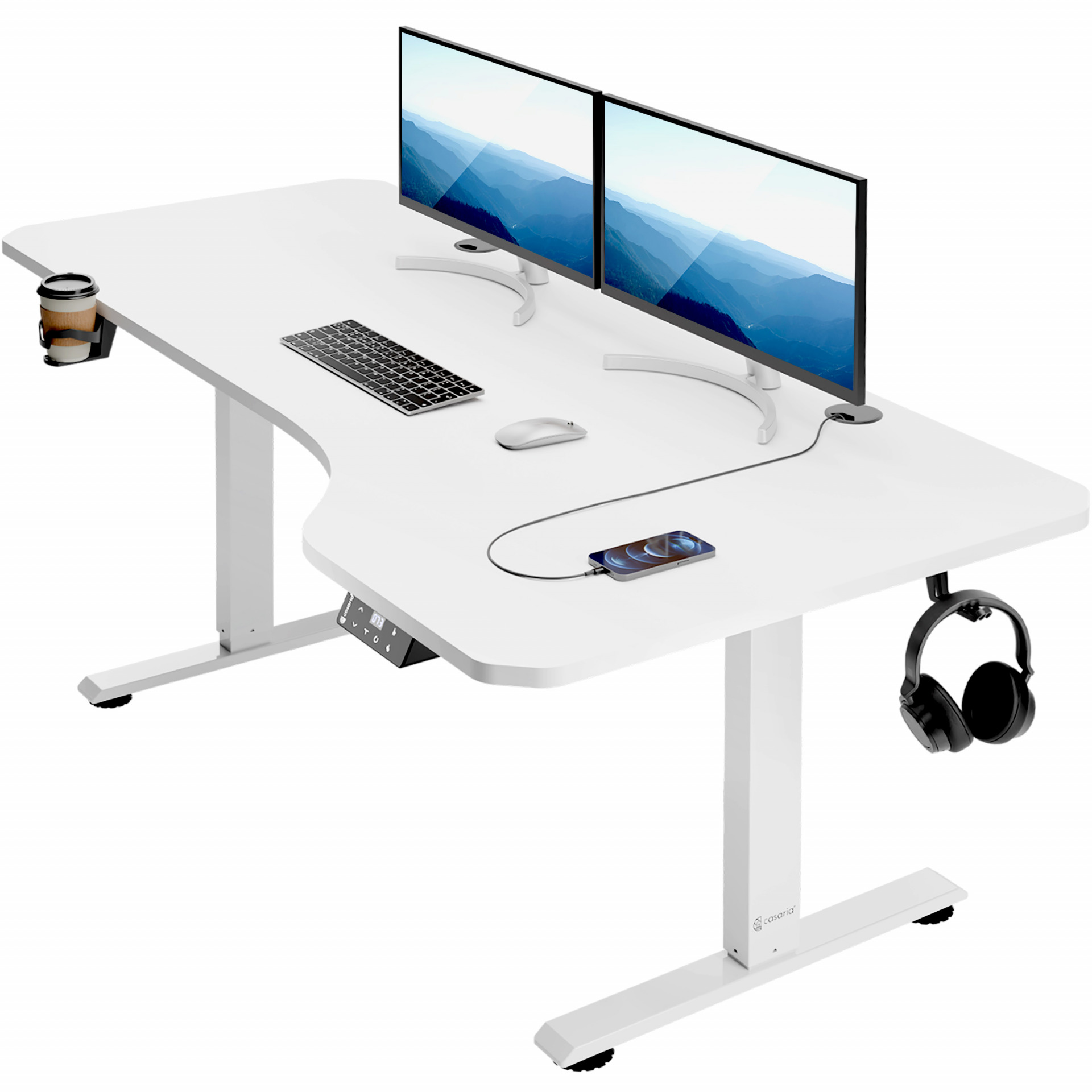 Höhenverstellbarer Schreibtisch Weiß 160x75x73-118cm