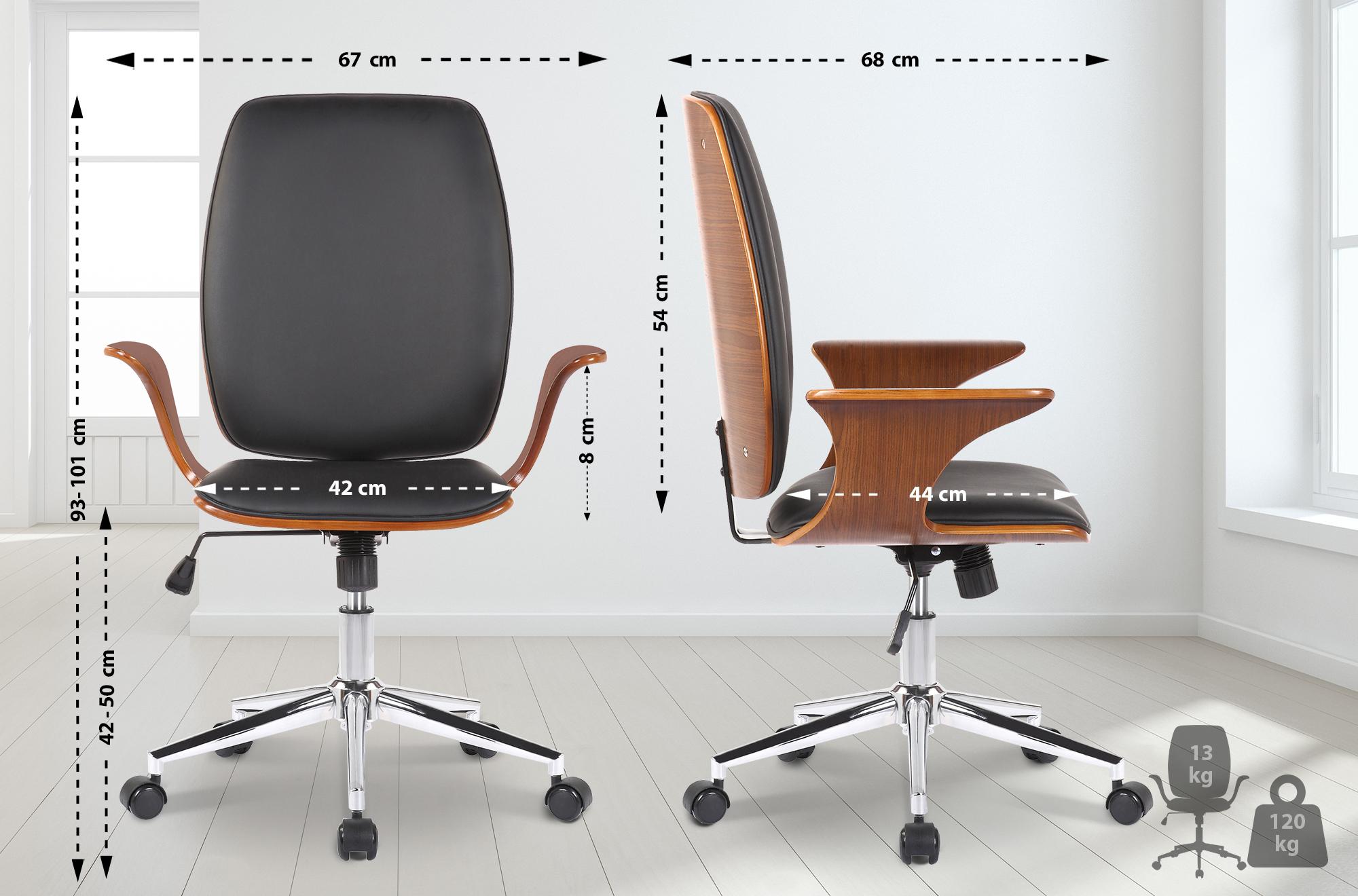 Bürostuhl Burbank Kunstleder, walnuss/schwarz
