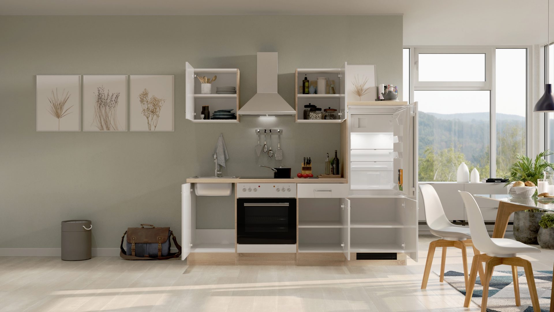 Küchenzeile Valero 220 cm mit E-Geräten