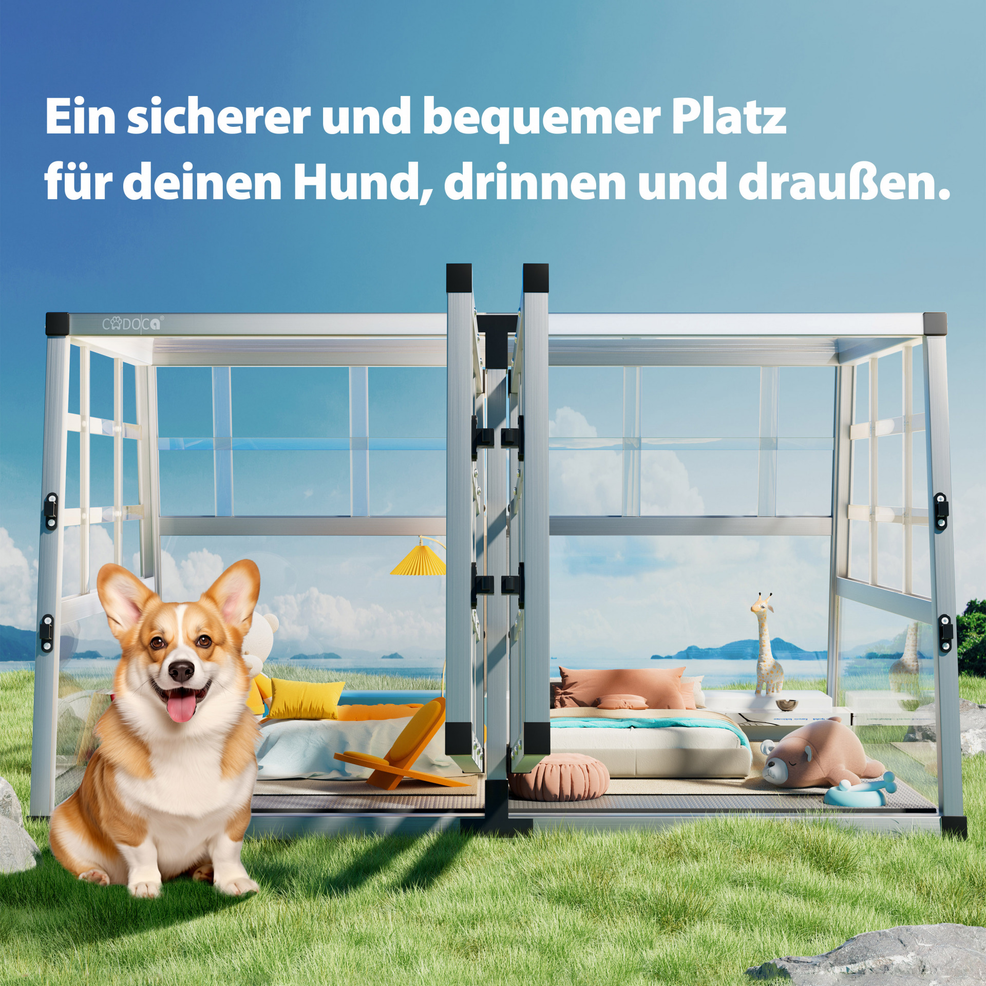 Hundetransportbox XL Alu 89x70x51cm