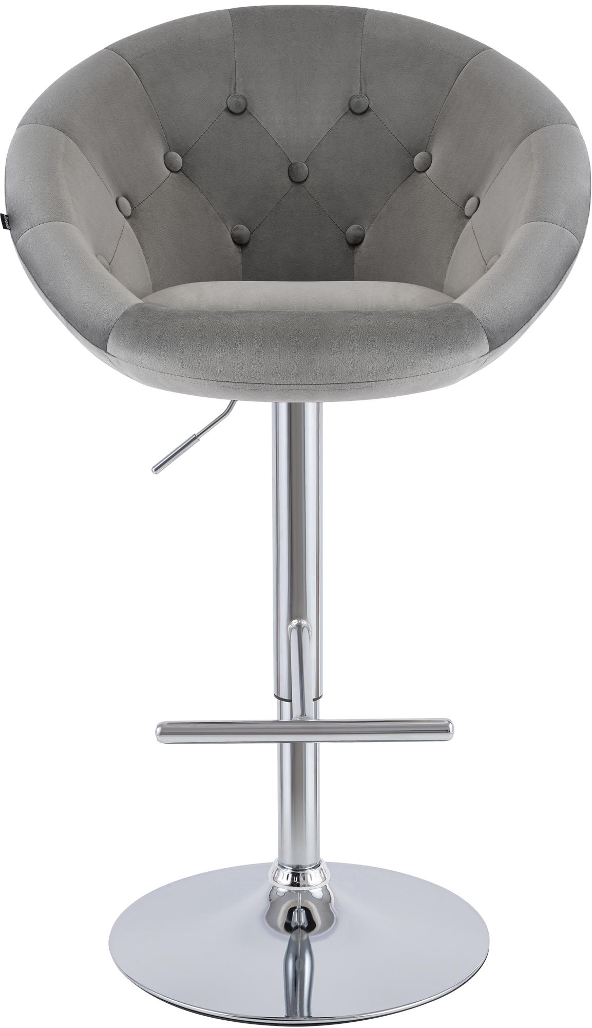 Barhocker London Samt chrom, grau