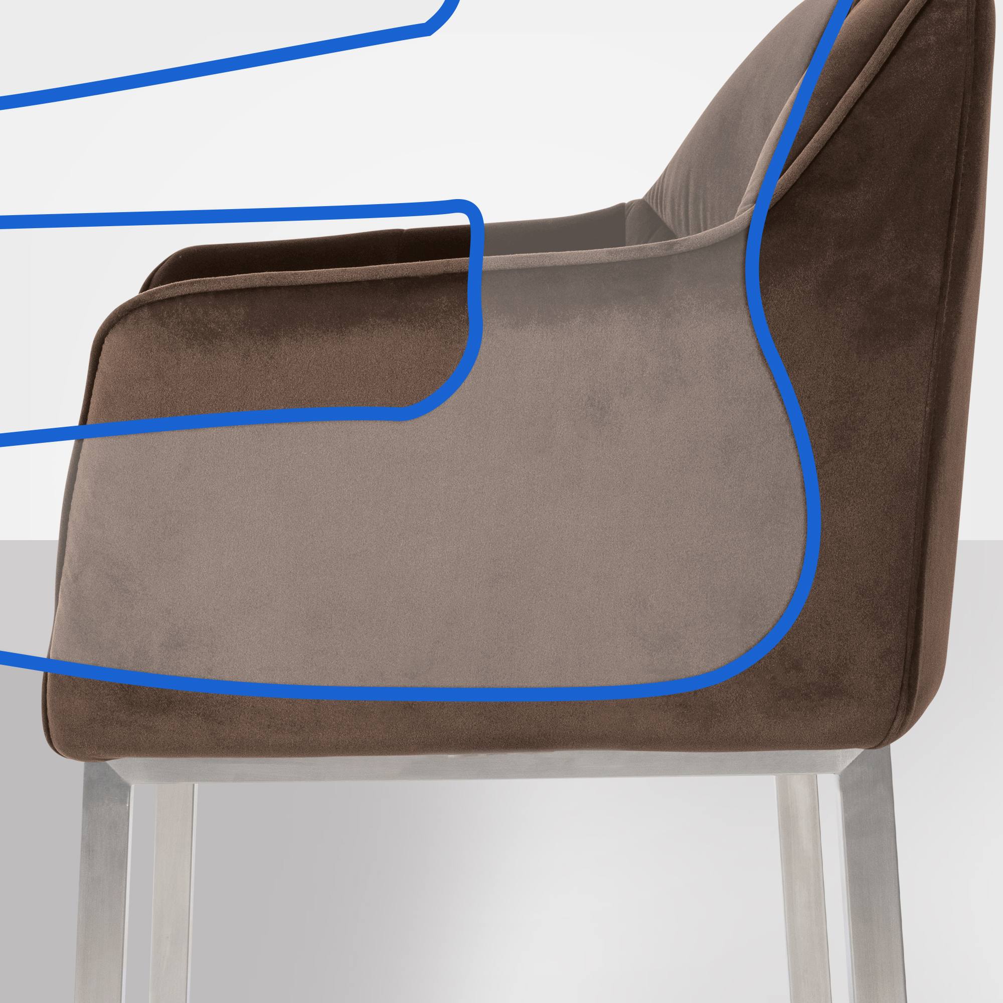 Barhocker Damaso E Samt mit 4-Fuß Gestell, braun