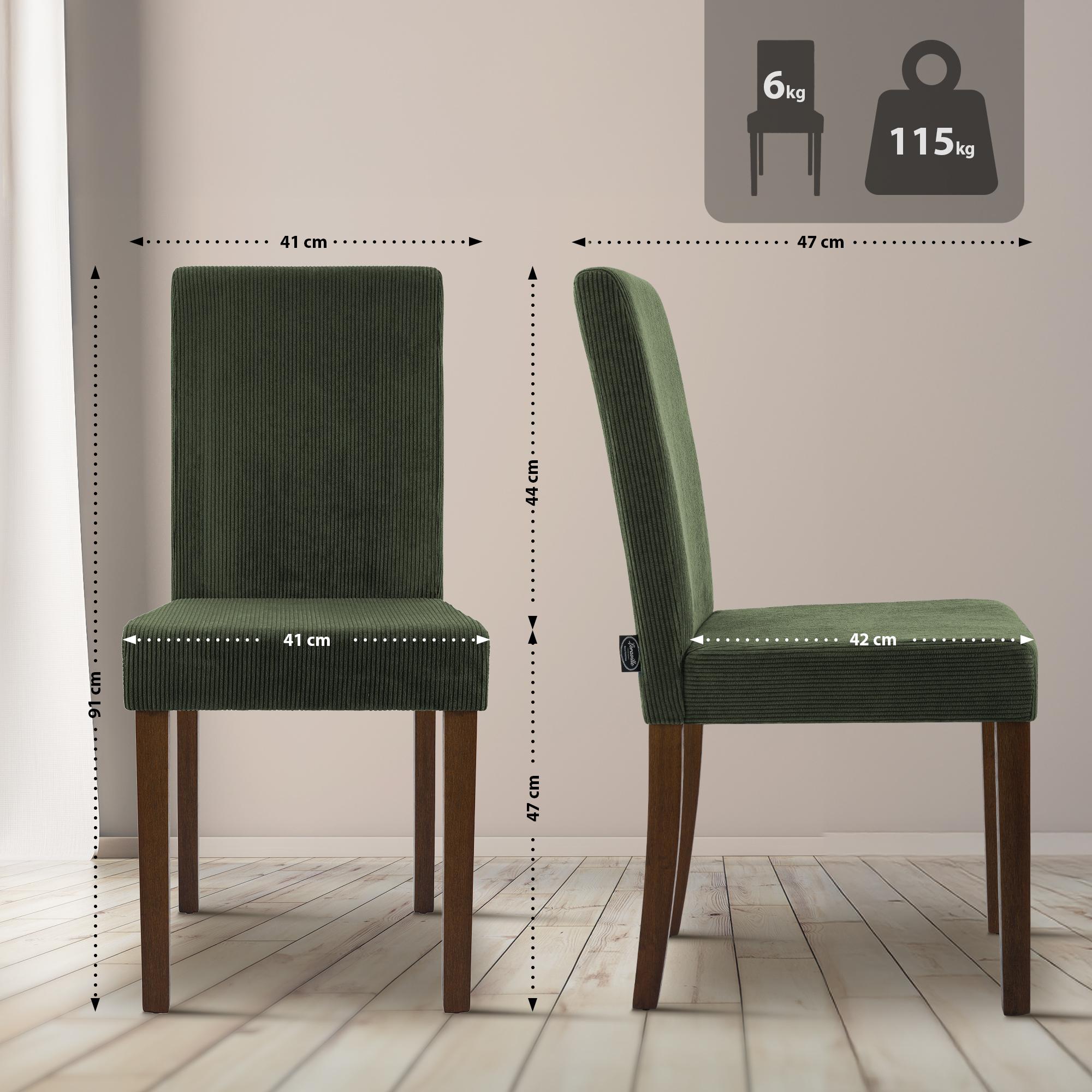 2er Set Esszimmerstuhl Ina Cord antik dunkel, grün