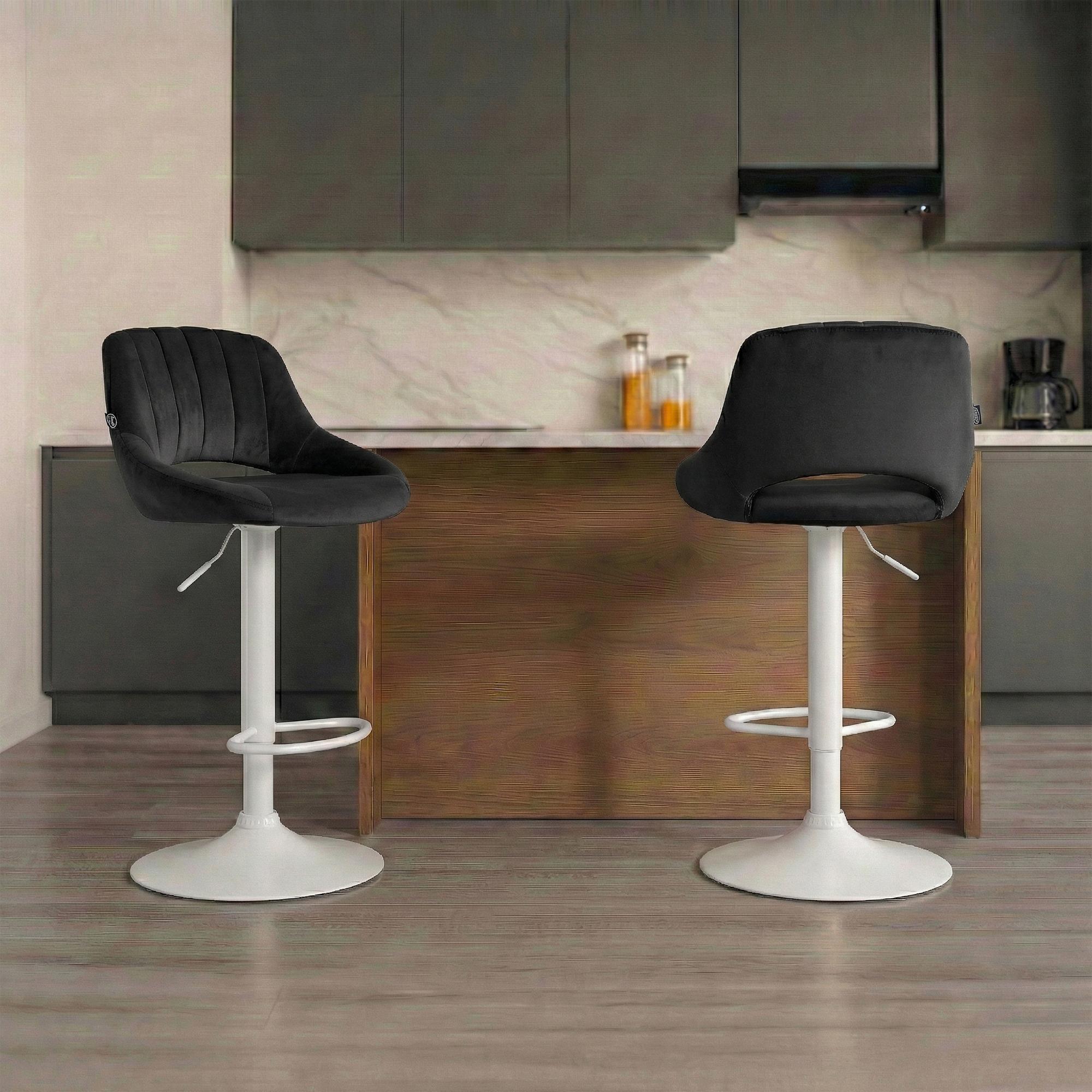 2er Set Barhocker Milet Samt W, schwarz