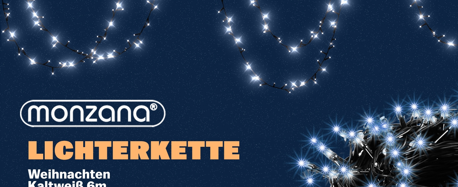 Lichterkette Weihnachten Blau 6m Timer