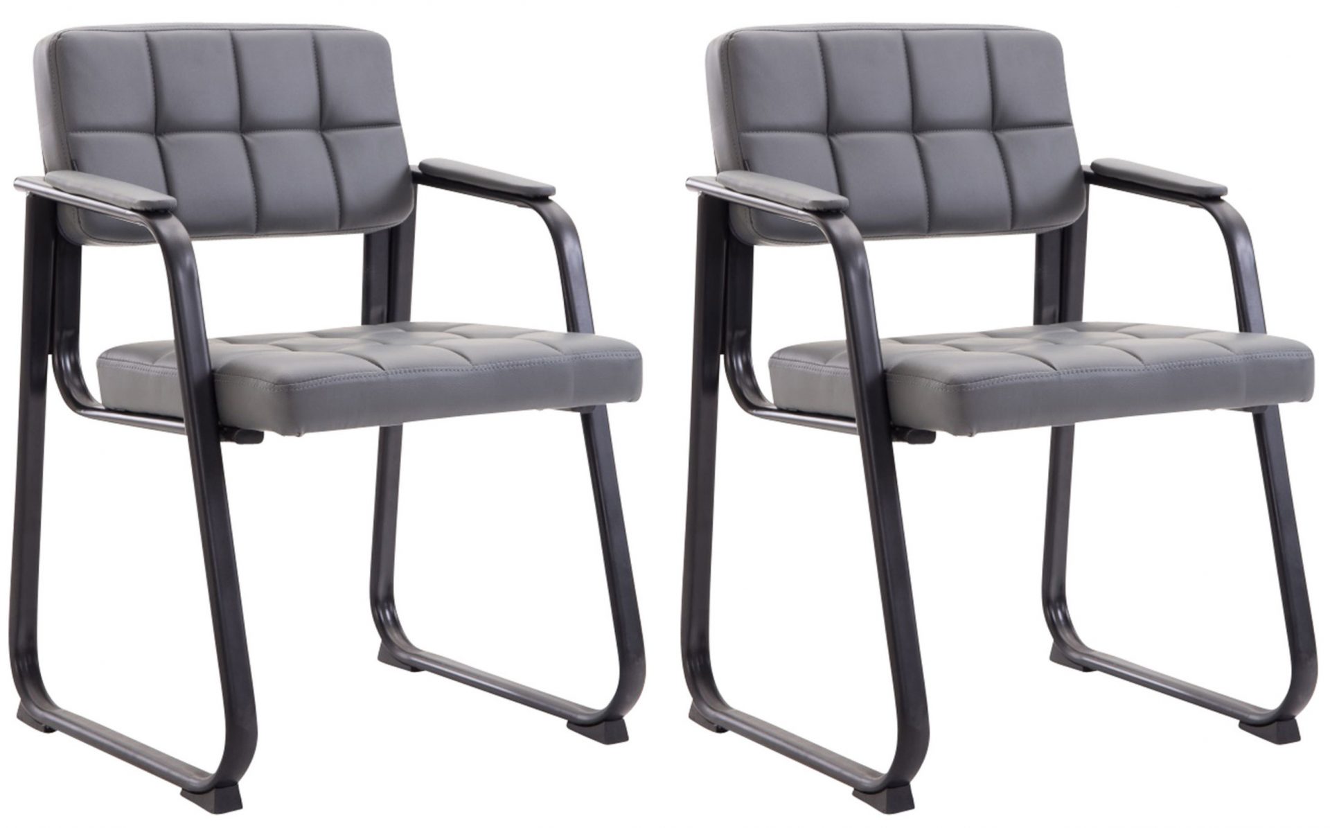 2er Set Besucherstühle Canada B Kunstleder, grau