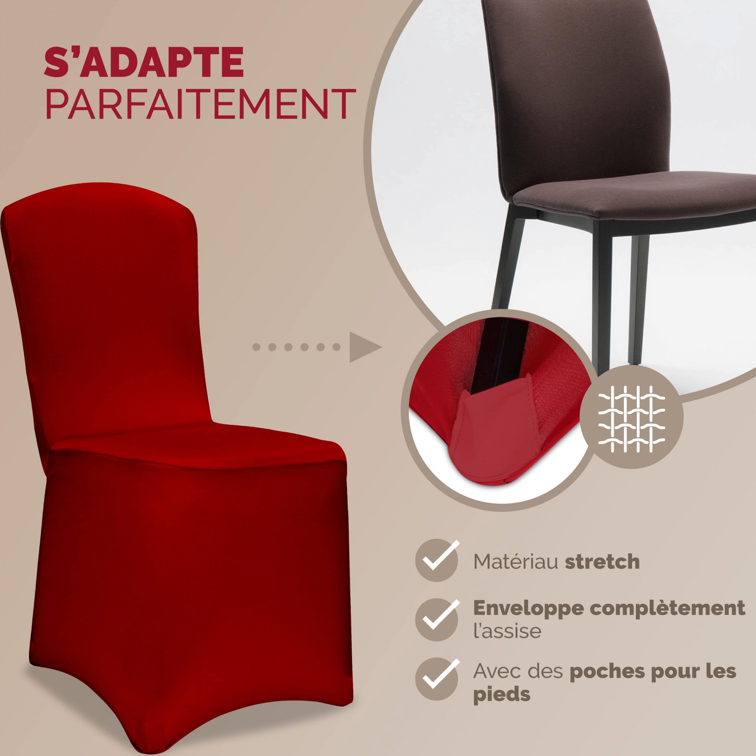 Stuhlhusse 6er-Set Bordeaux OEKO-TEX®