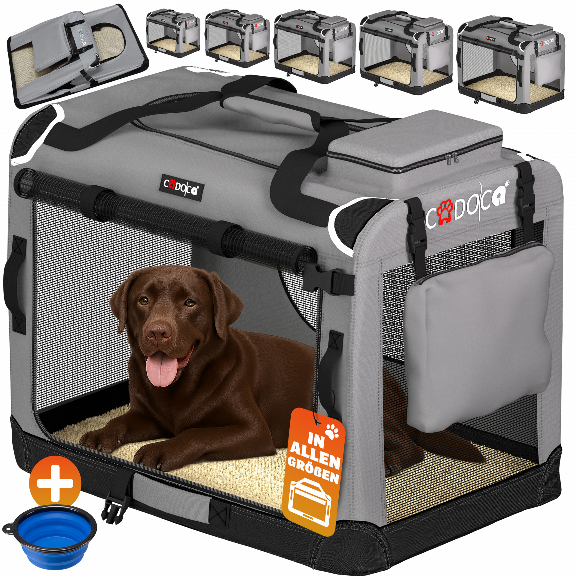 Hundebox faltbar XXL 90x60x66cm Grau