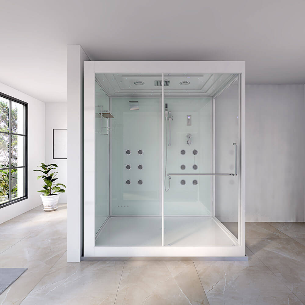 Dampfdusche mit Wasserfall und LED-Beleuchtung DESIGN XL - 180 x 130 cm