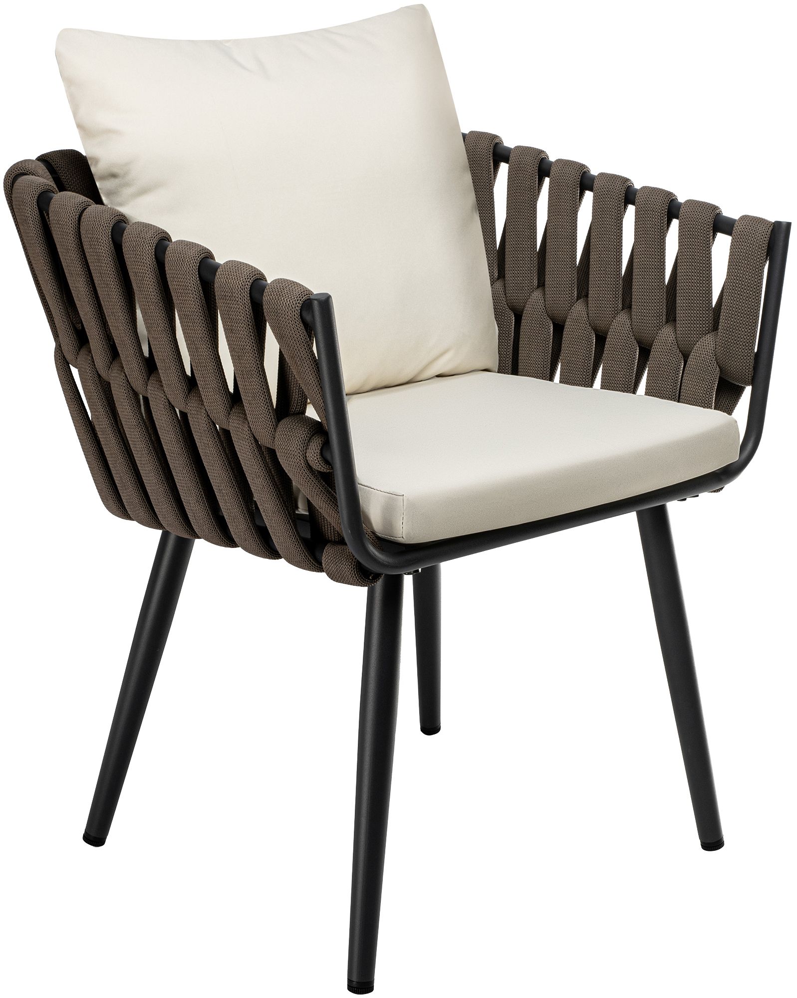 Gartenstuhl Lombardia Taupe mit Sitzkissen, creme