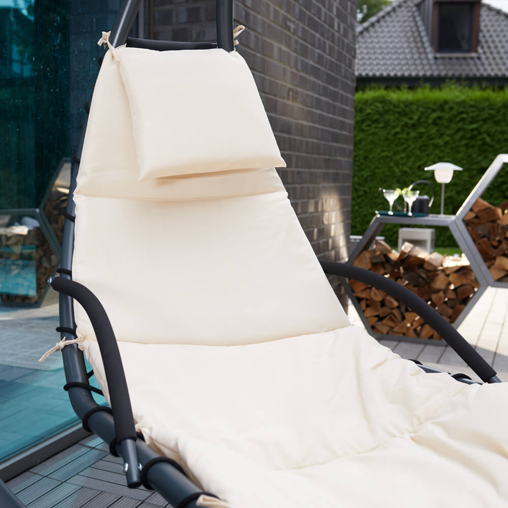 Schwebeliege mit Sonnendach SAN REMO - Anthrazit/Beige