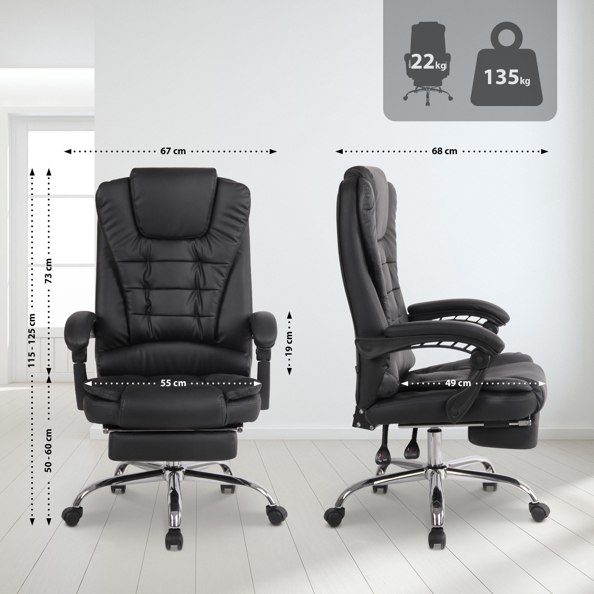 Bürostuhl Oxygen Kunstleder, schwarz