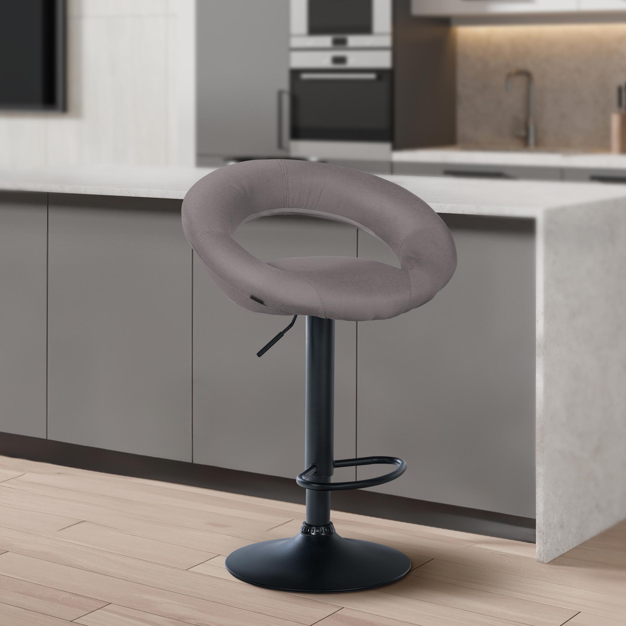 Barhocker Olinda Stoff schwarz, grau
