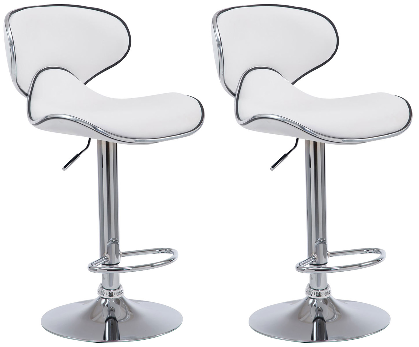 2er Set Barhocker Las Vegas V2 Kunstleder chrom, weiß