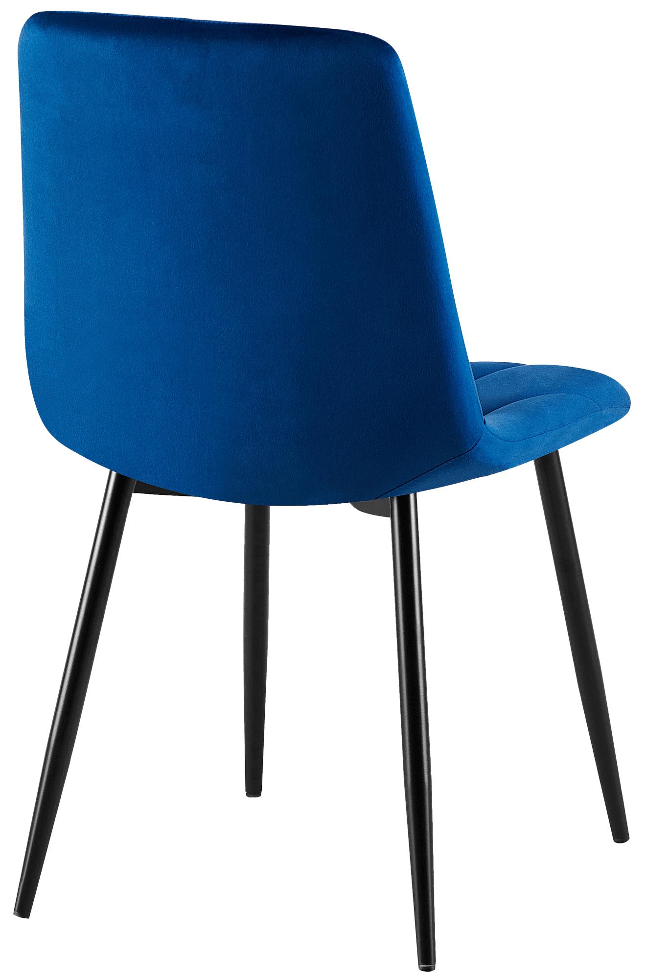 2er Set Esszimmerstuhl Clairton Samt, dunkelblau