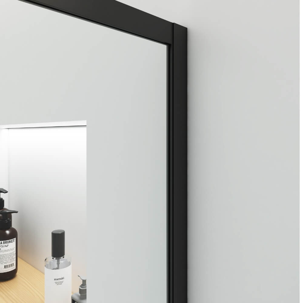 Duschabtrennung ESG-Glas BAKI - 140 x 200 cm Schwarz 6 Raster