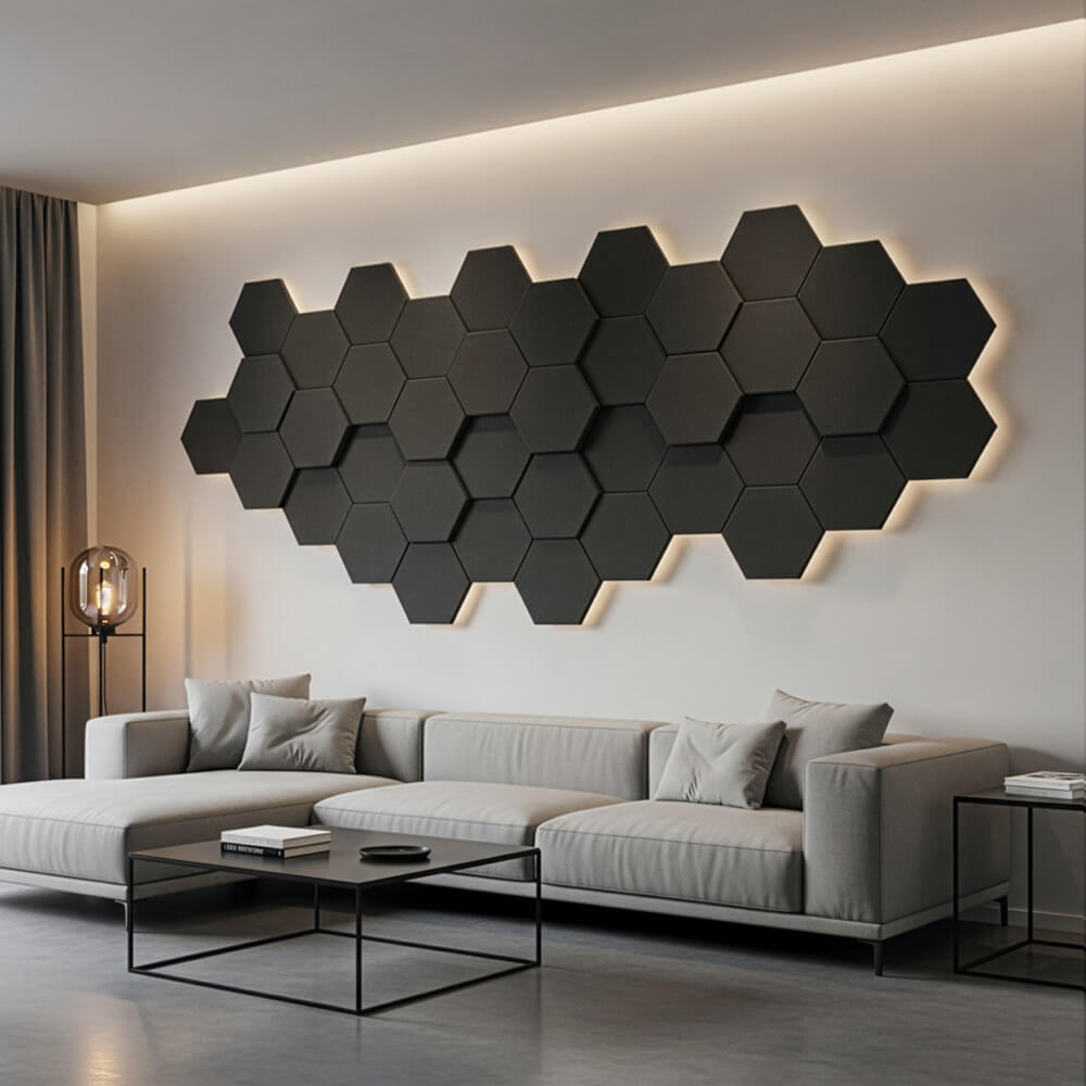 Akustikplatten Hexagon selbstklebend SILENT - 10er Set Schwarz
