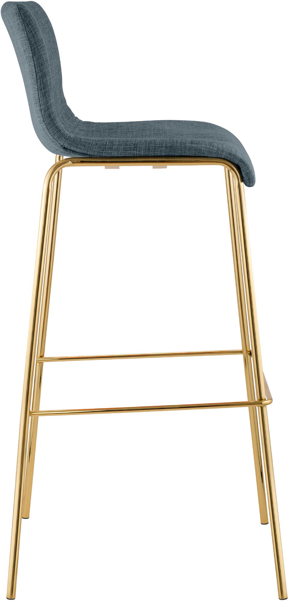 Barhocker Hoover Stoff 4-Fuß Gold, blau