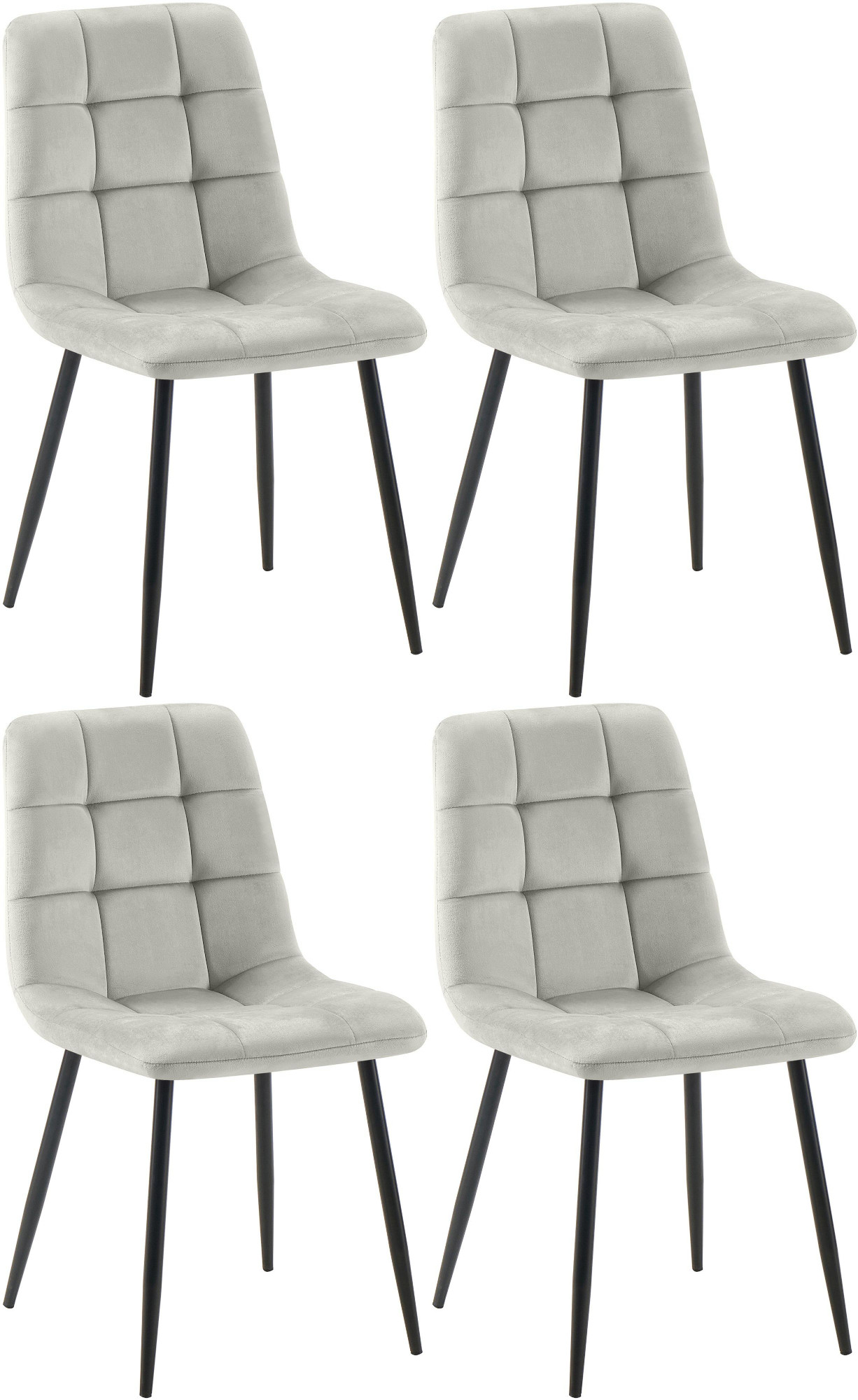 4er Set Esszimmerstuhl Tilde Samt, grau