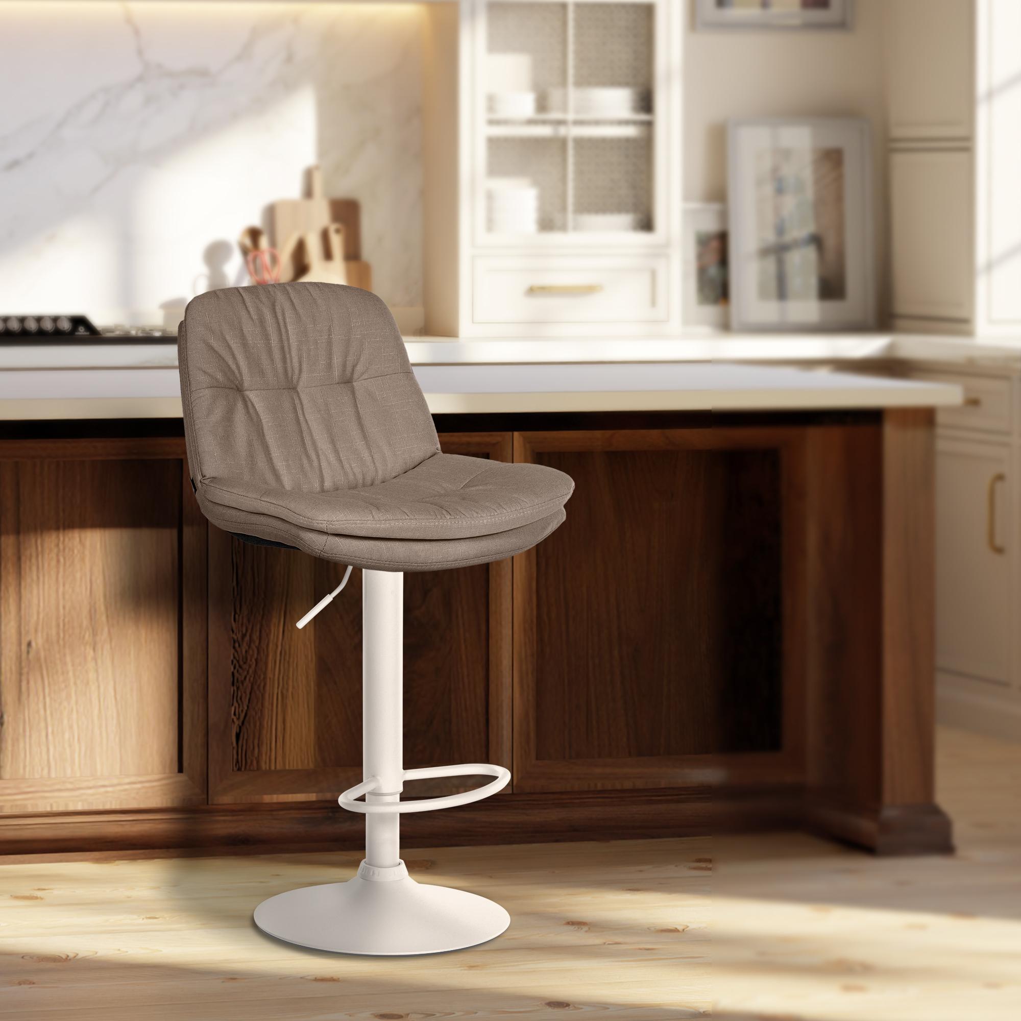 Barhocker Laurel Stoff weiß, taupe