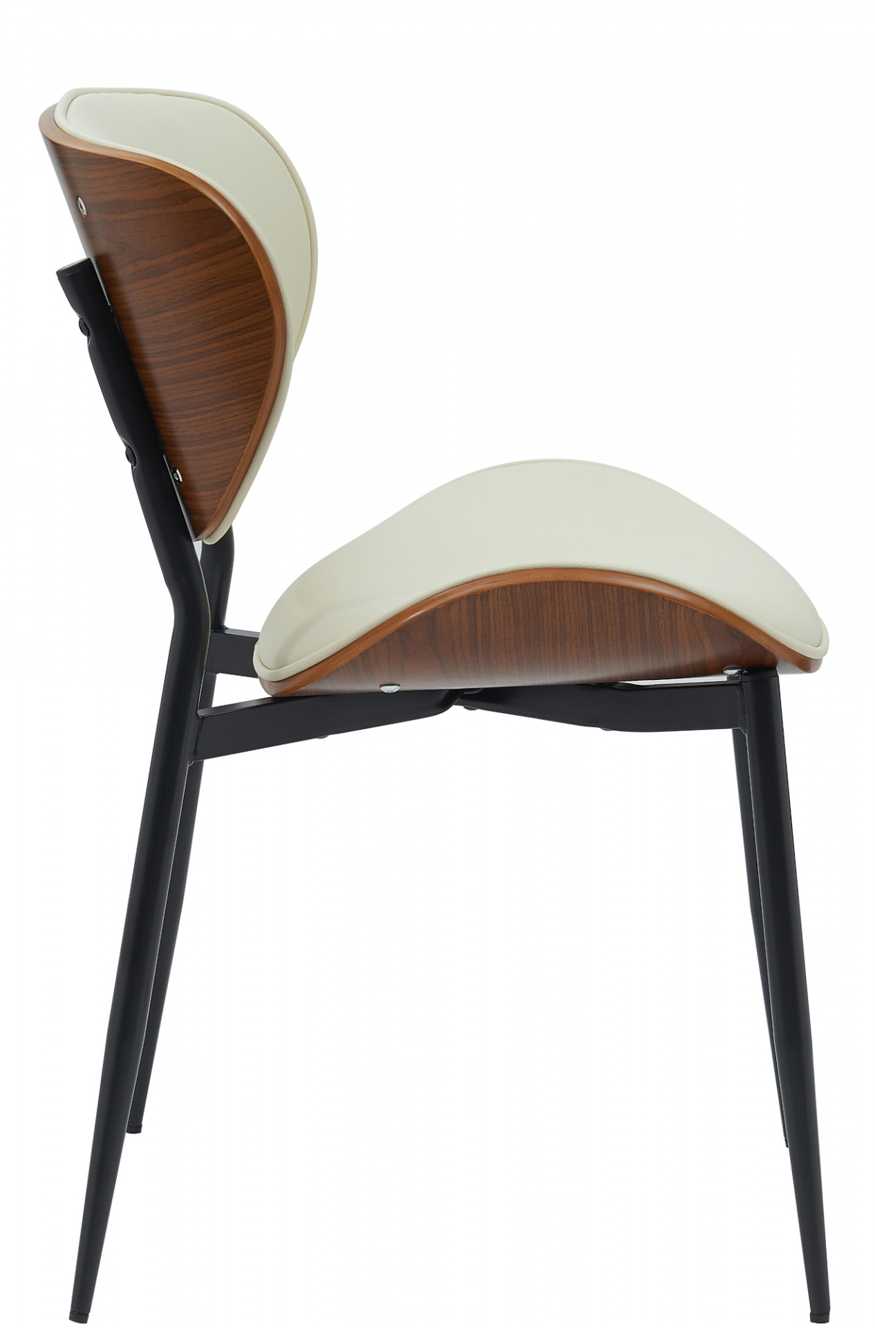 2er Set Esszimmerstuhl Enid Kunstleder, walnuss/creme