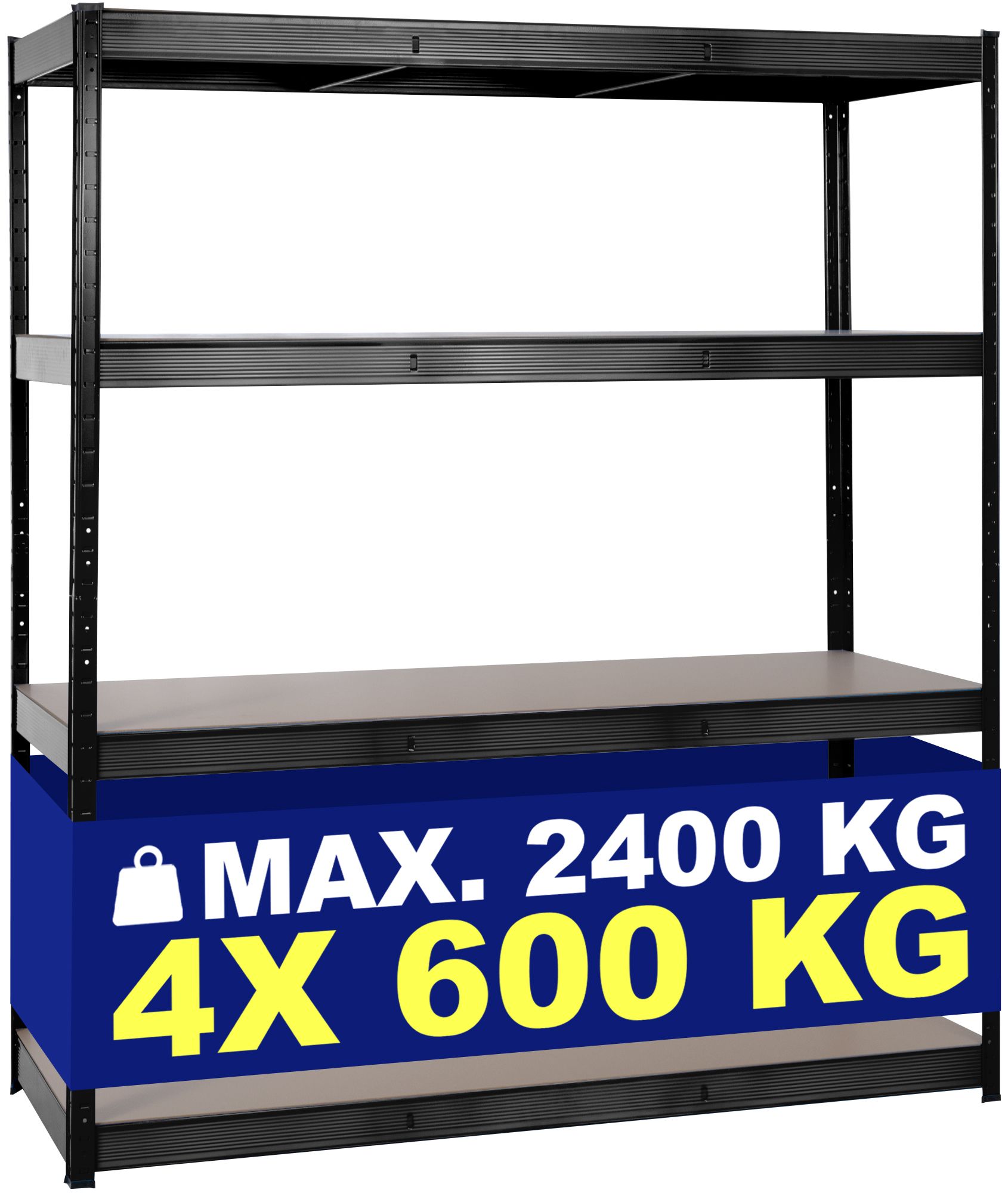 Schwerlastregal 160x60x180 cm, schwarz