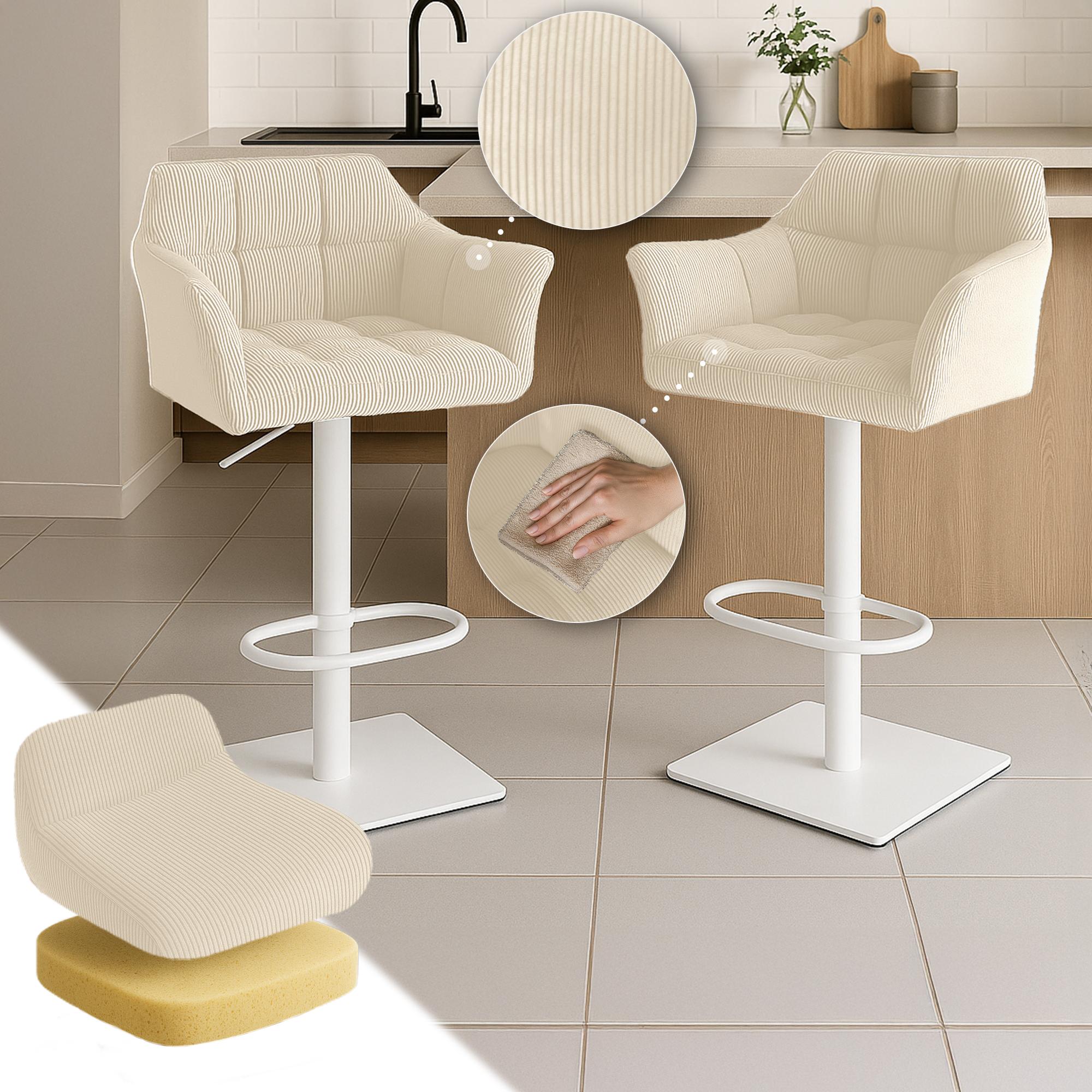 Barhocker Damaso W Cord, creme