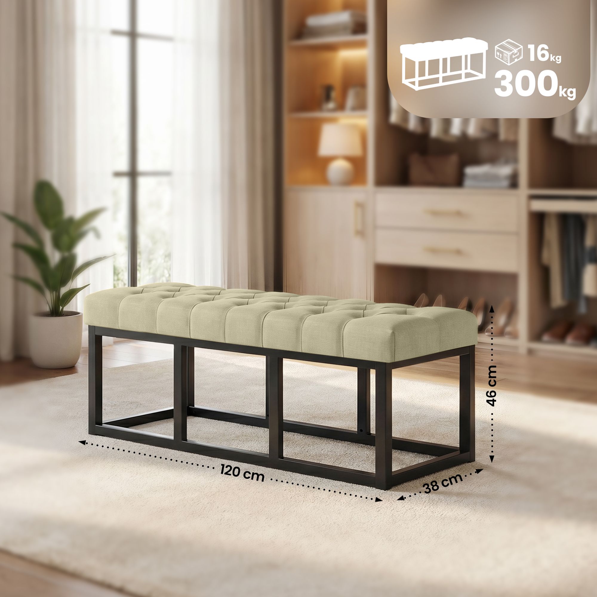 Sitzbank Amun Stoff B120, taupe