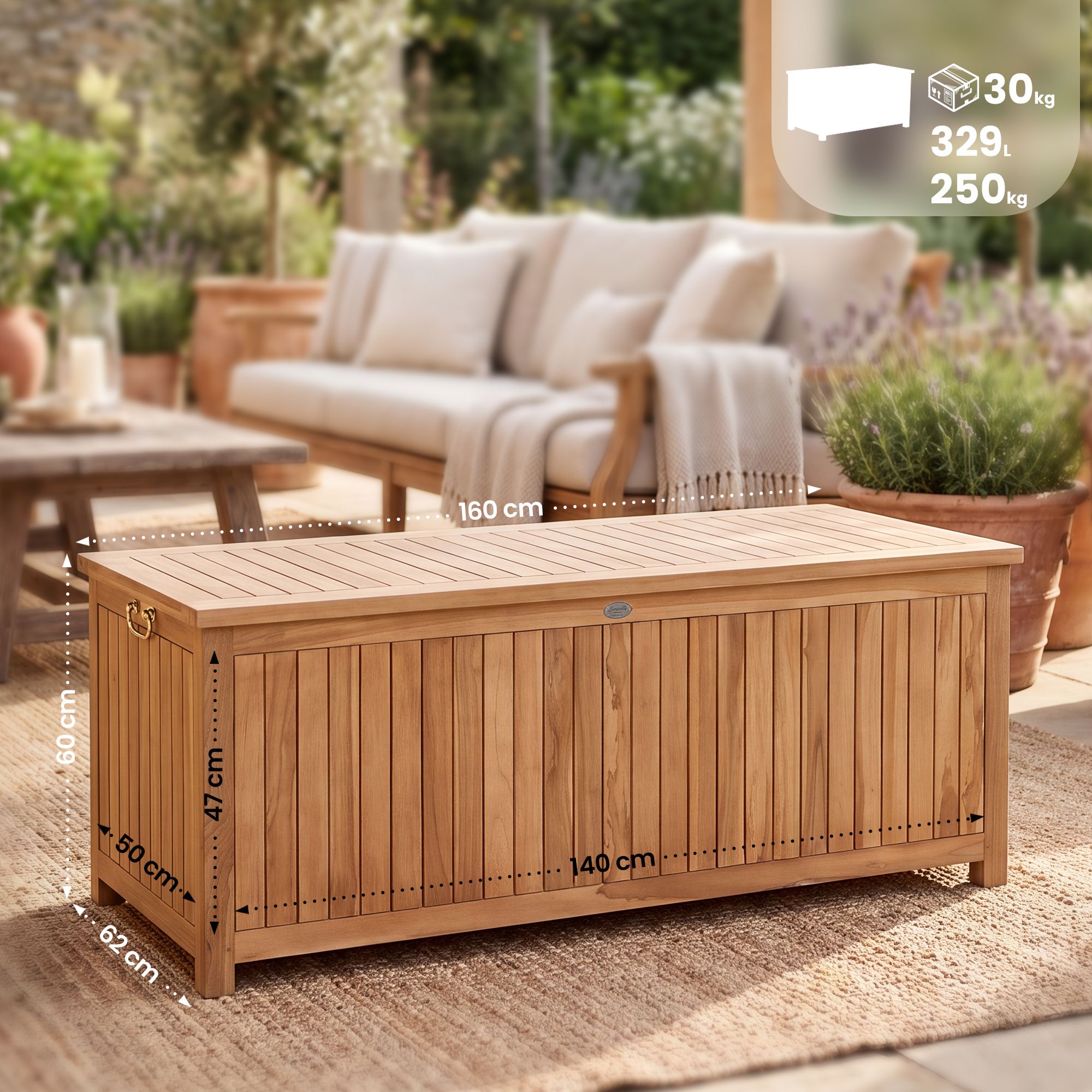 Teak Gartenbox Odessa 160X62X60, teak