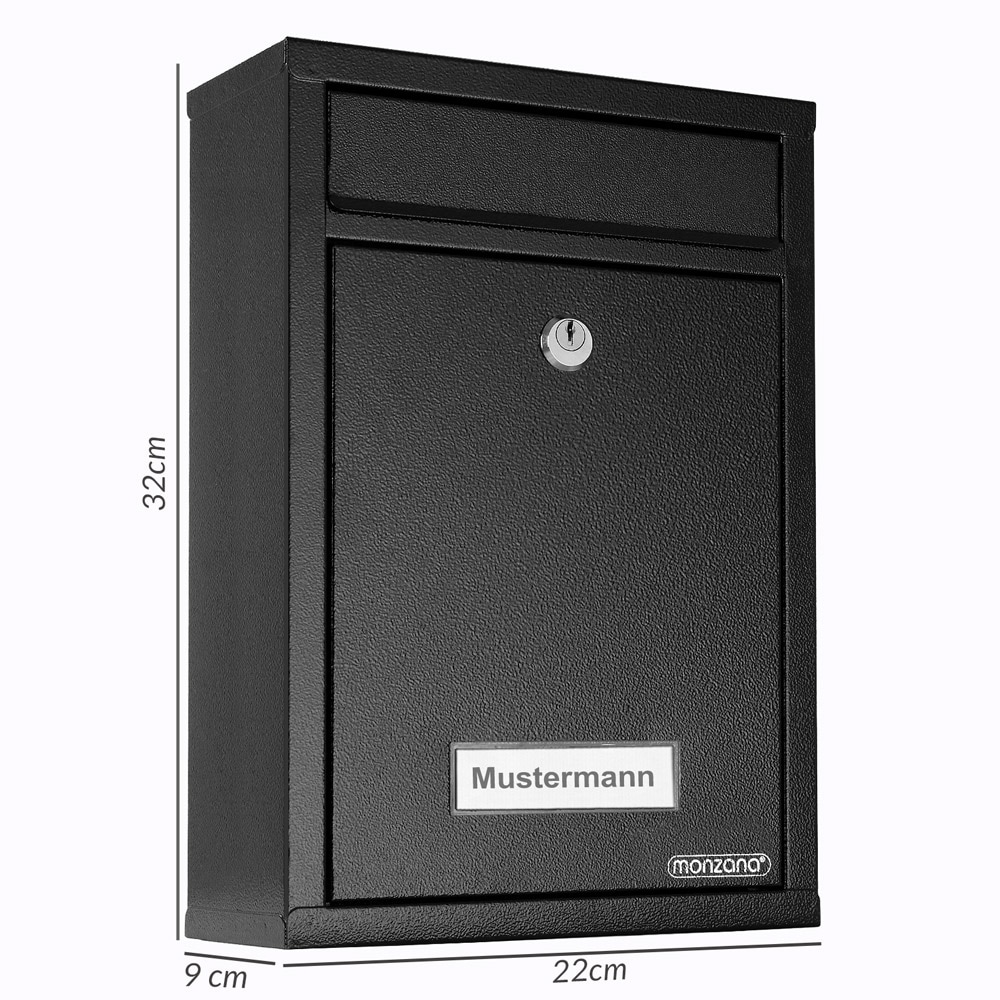 Briefkasten Schwarz 32x22x9cm