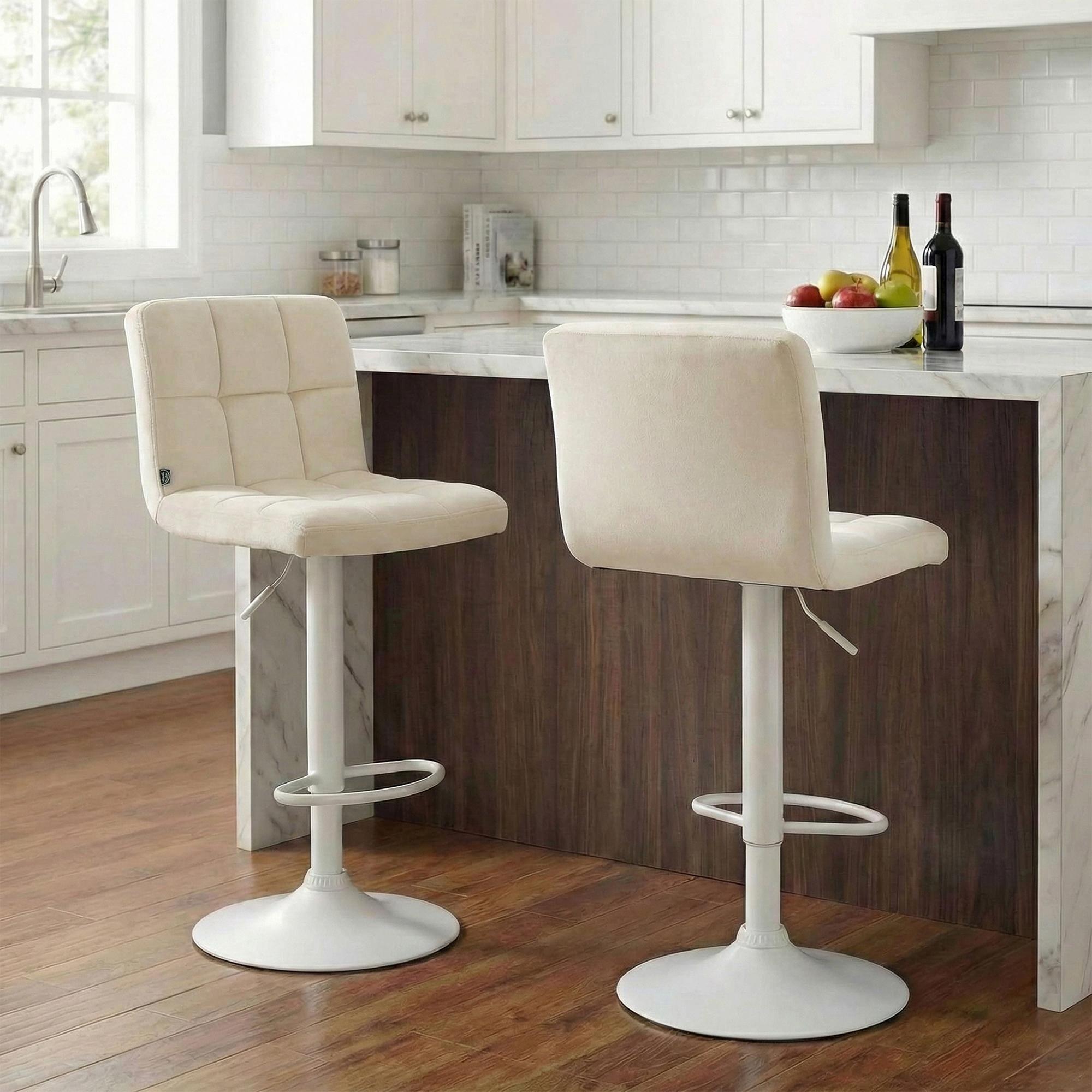 Barhocker Peru Samt weiß, creme