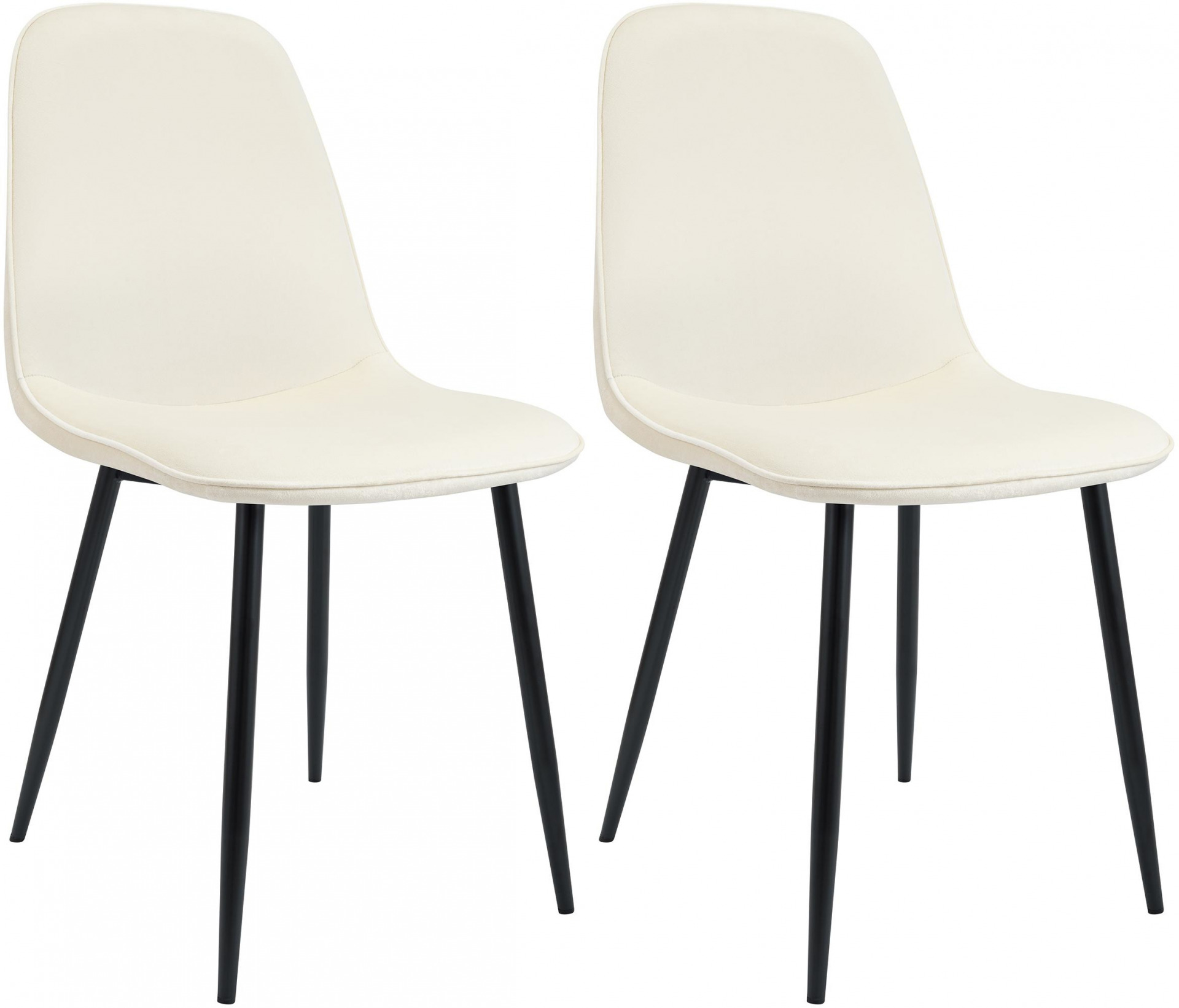 2er Set Esszimmerstuhl Maryam Samt, creme