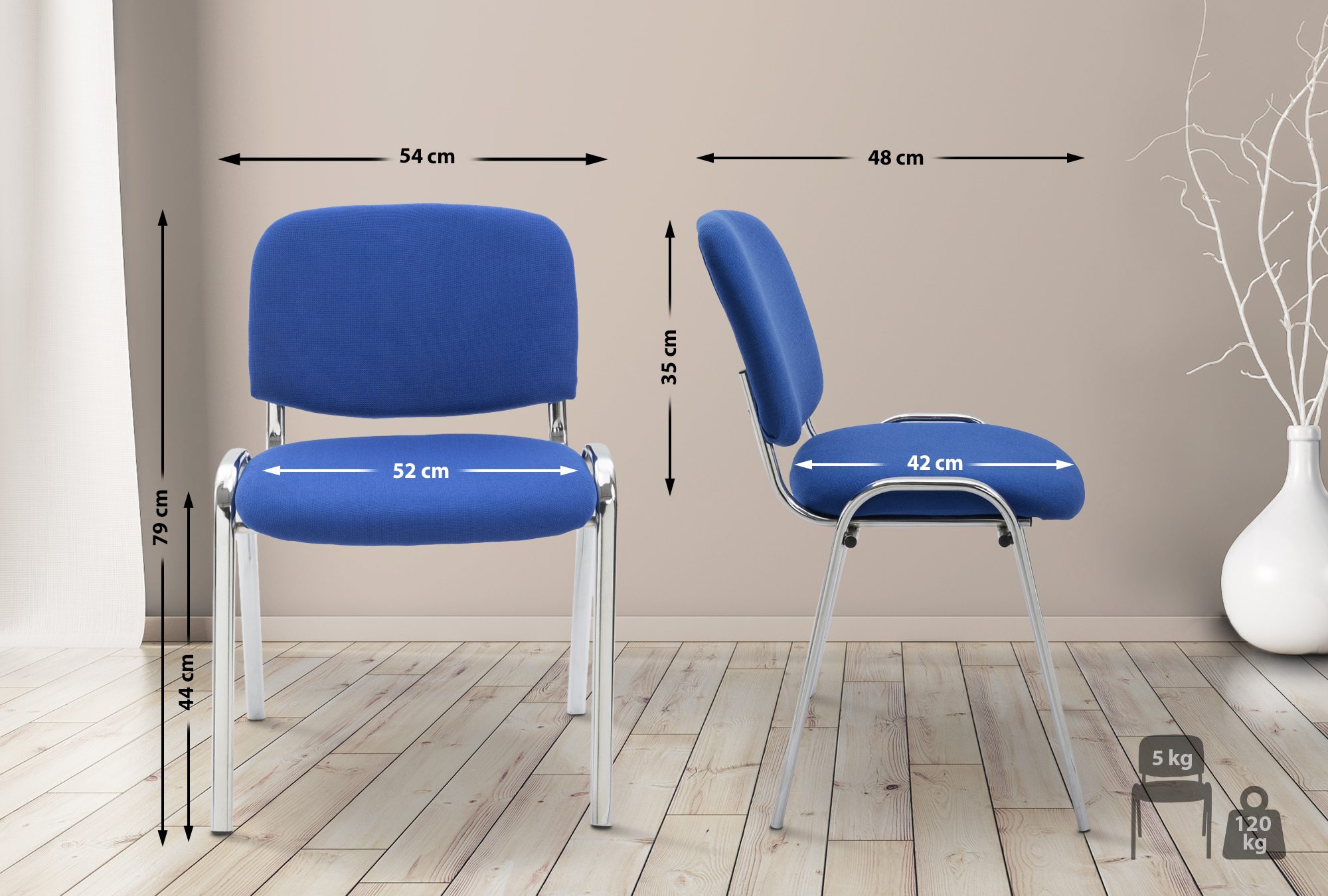 Besucherstuhl Ken C Stoff, blau