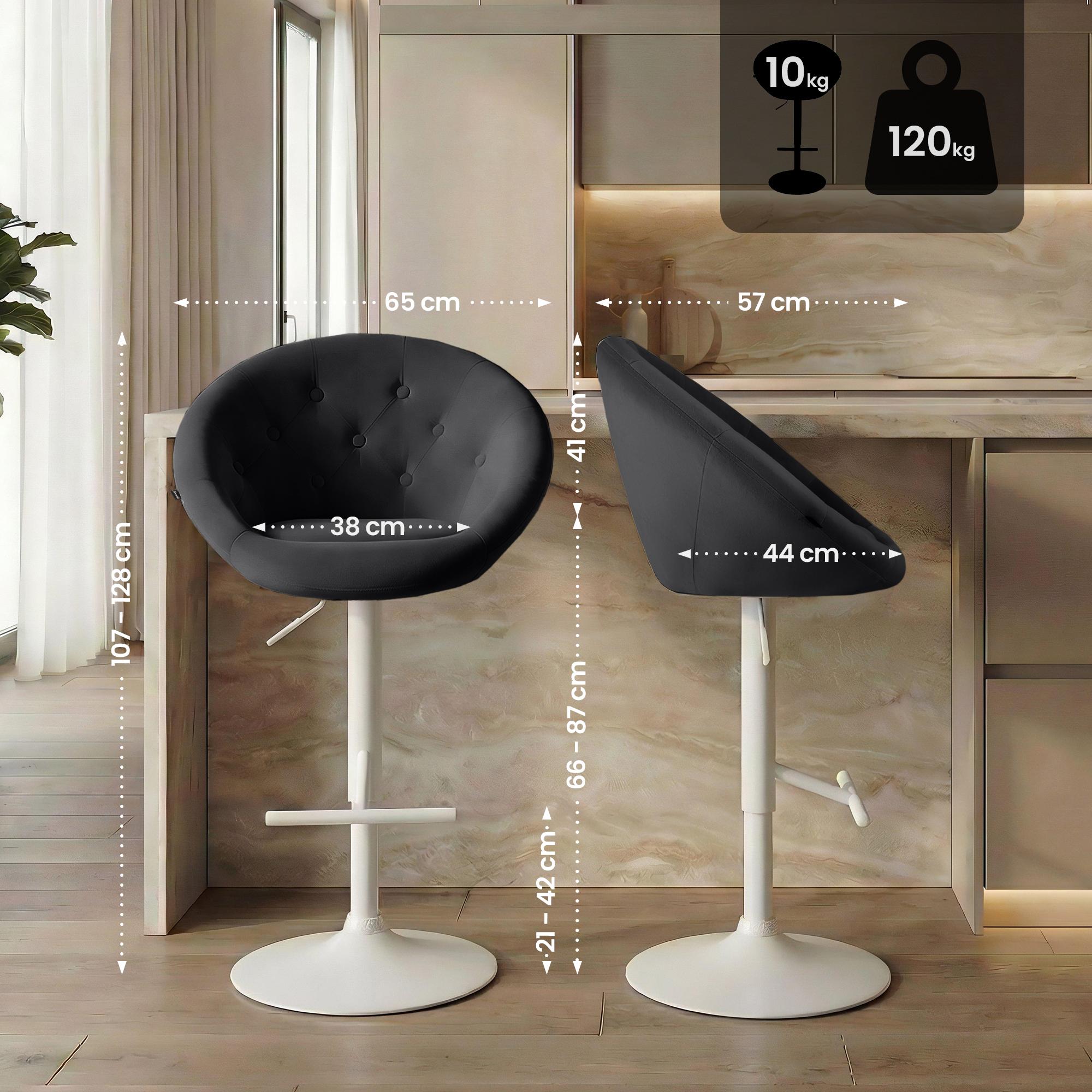 Barhocker London Samt weiß, schwarz