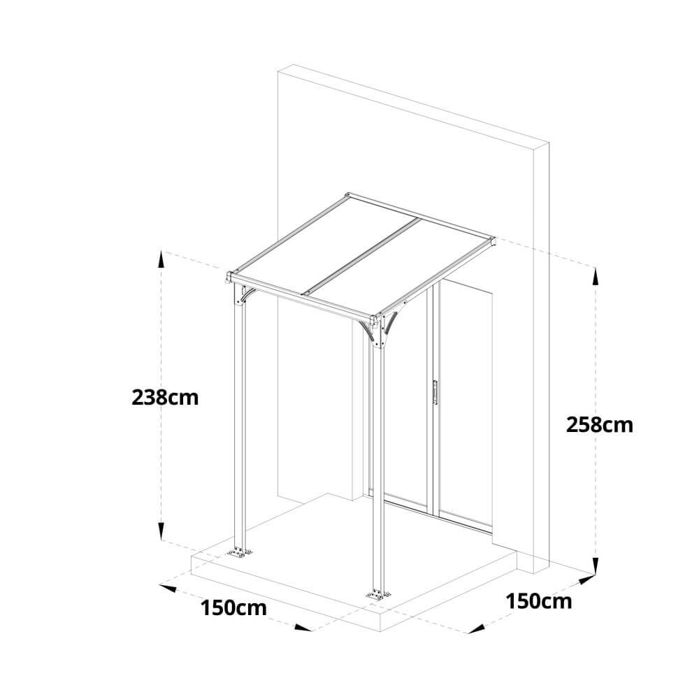 Vordach Haustür CUBIS S - 150 x 150 cm Anthrazit