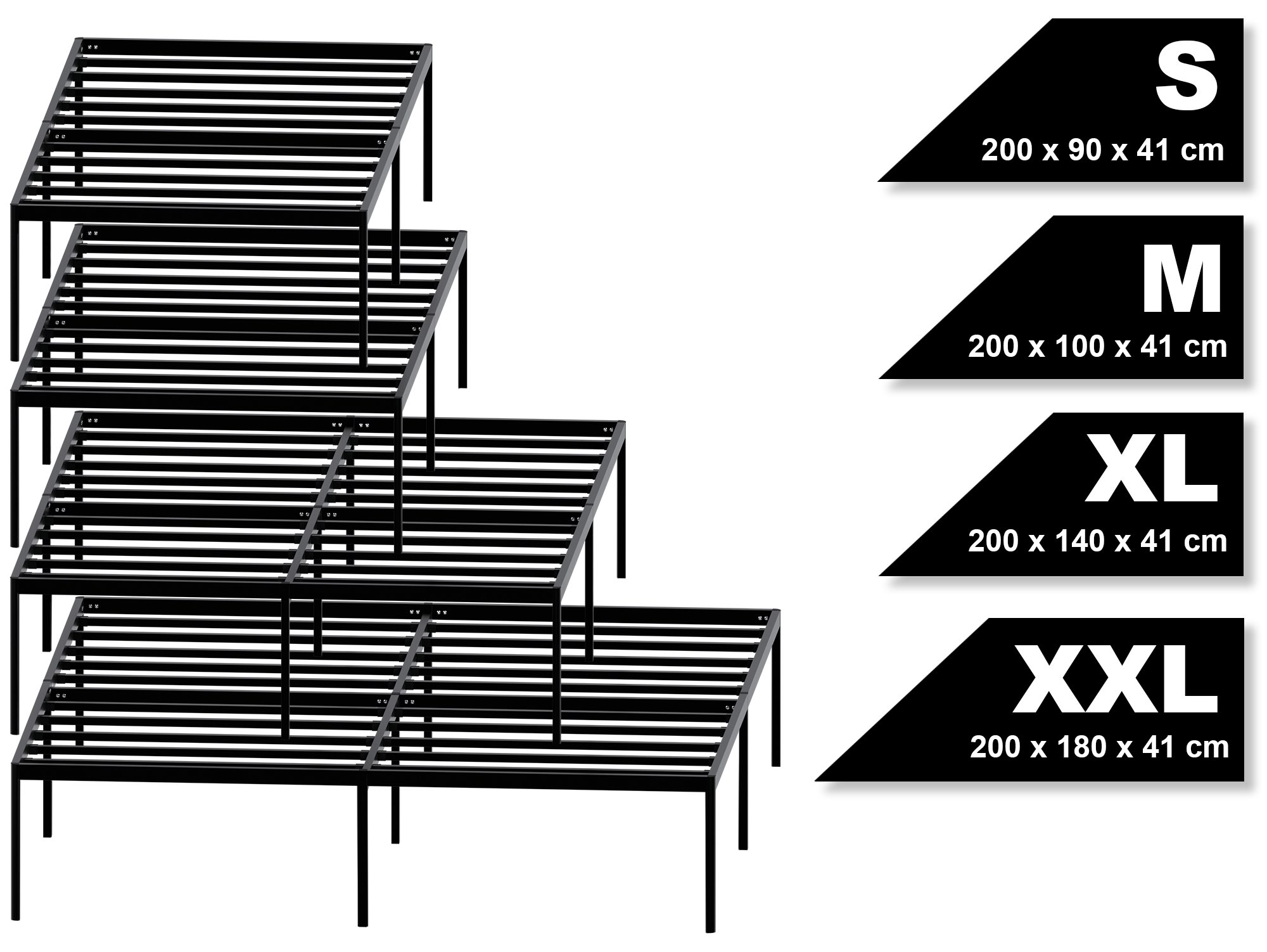 Metallbett Hamlin 200x180x41 cm, schwarz