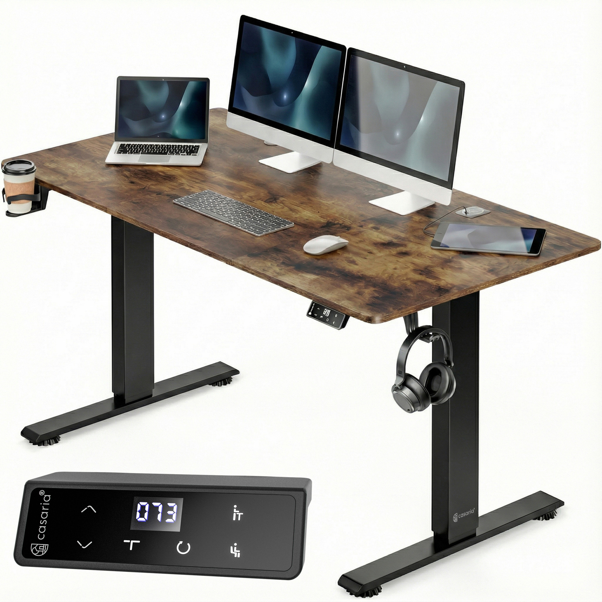 Höhenverstellbarer Schreibtisch Braun 140x60x72-117cm