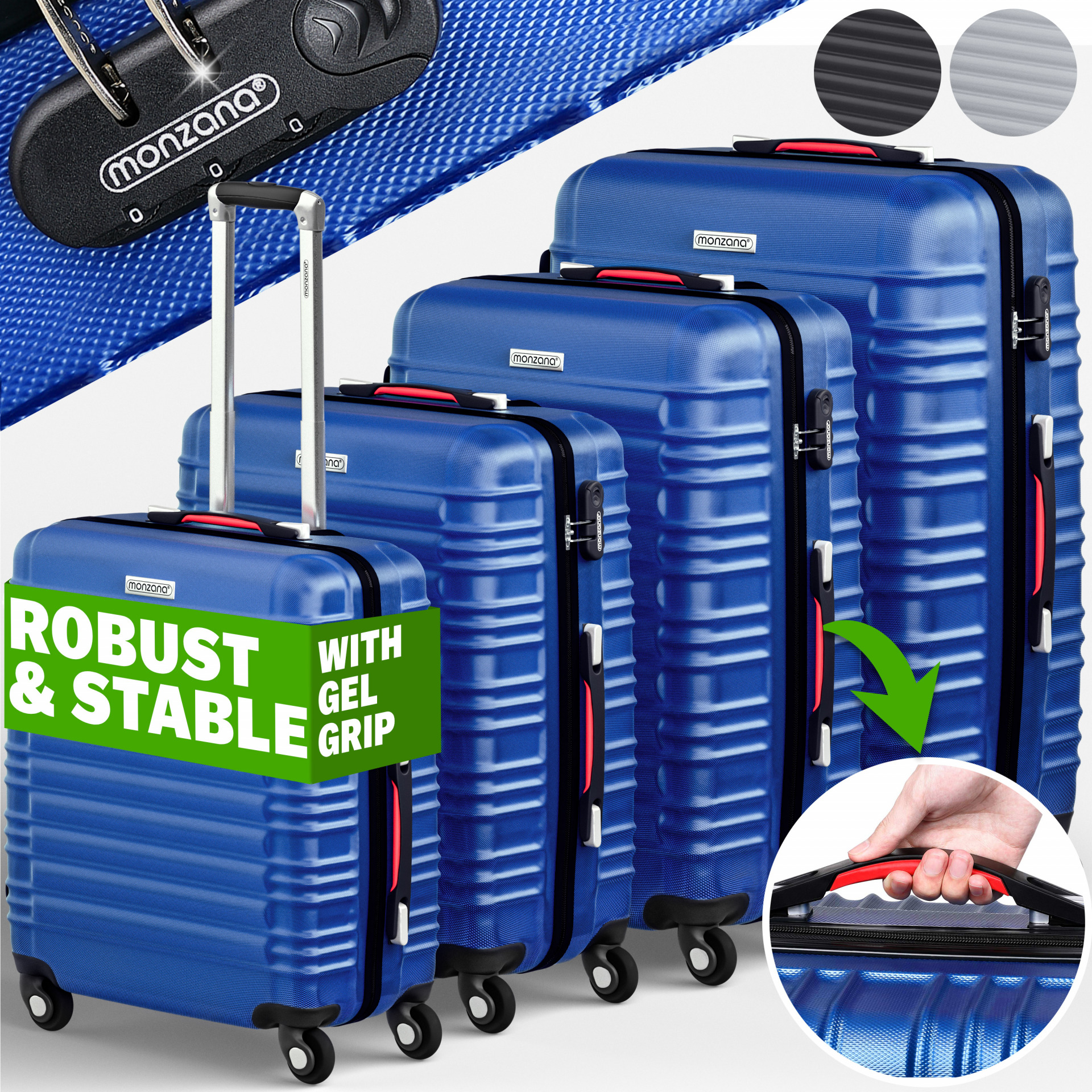 Hartschalenkoffer Set 4tlg Rollen 360º Blau ABS