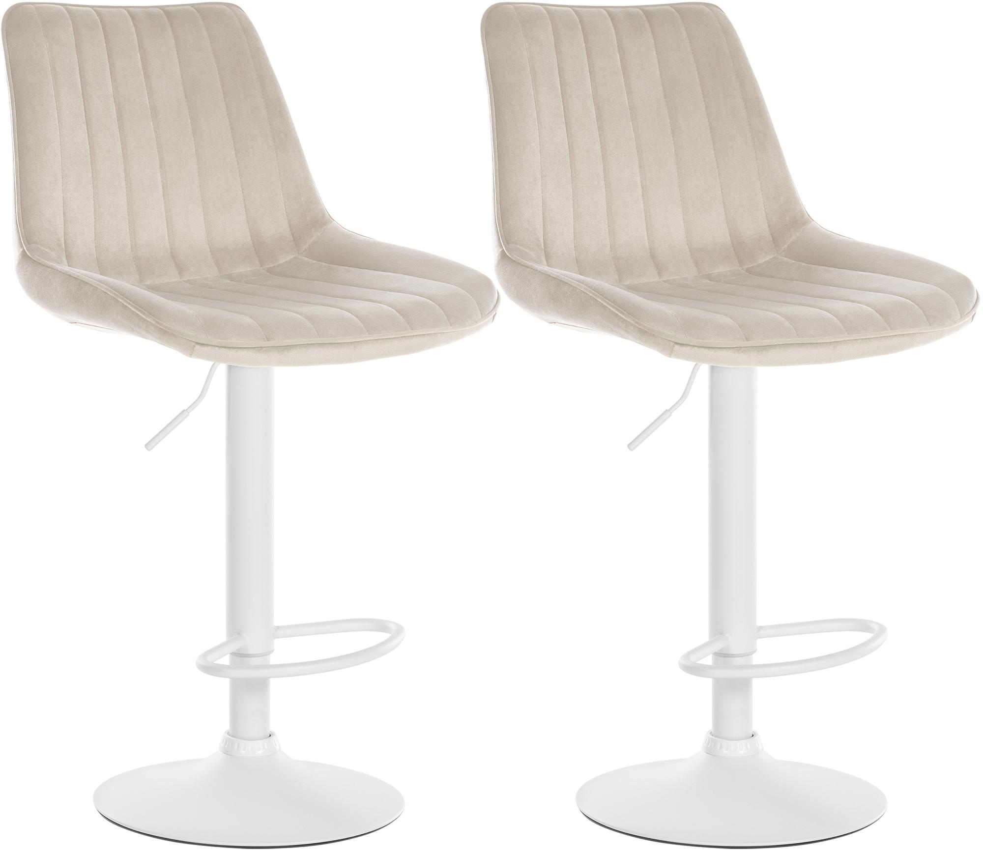 2er Set Barhocker Toni Samt weiß, creme