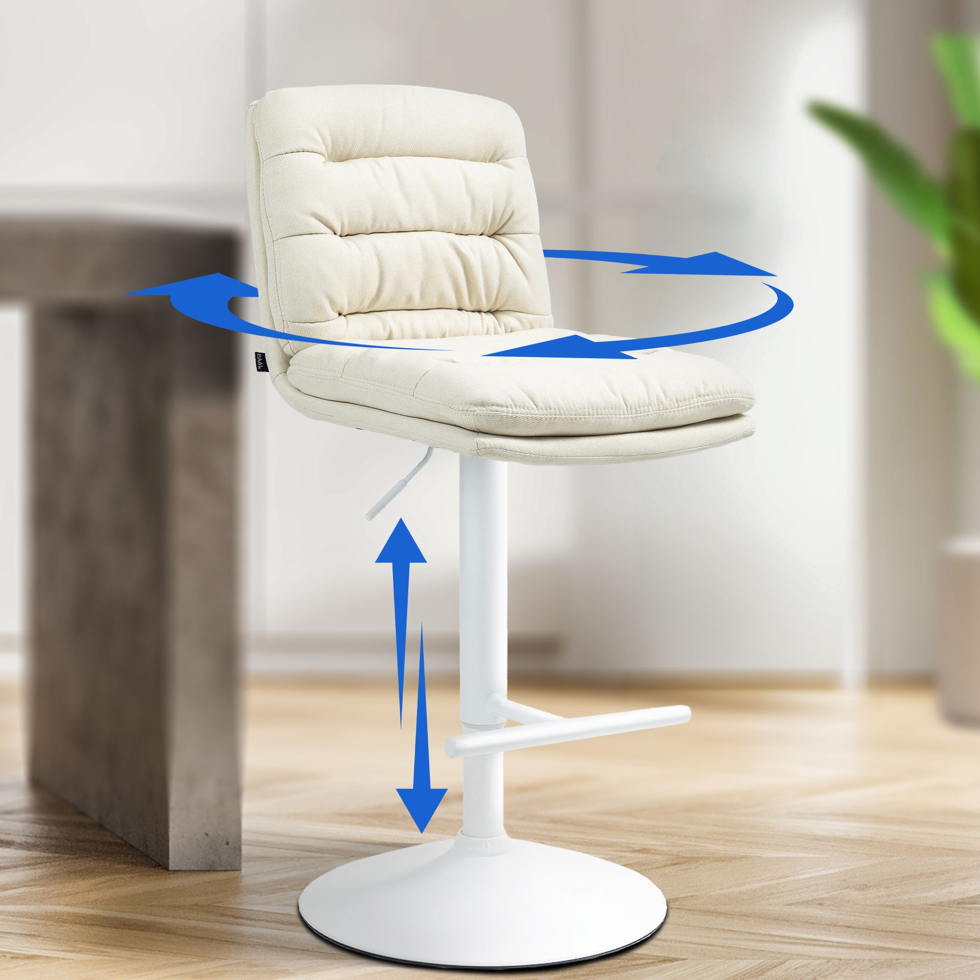 Barhocker Damar Stoff weiß, creme