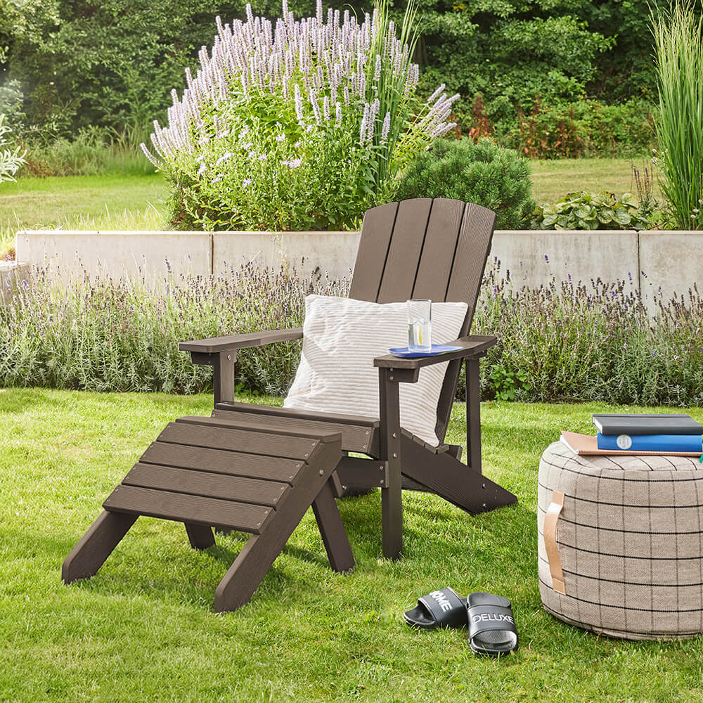 Gartenstuhl FAREA inkl. Hocker – Schwarz- Braun