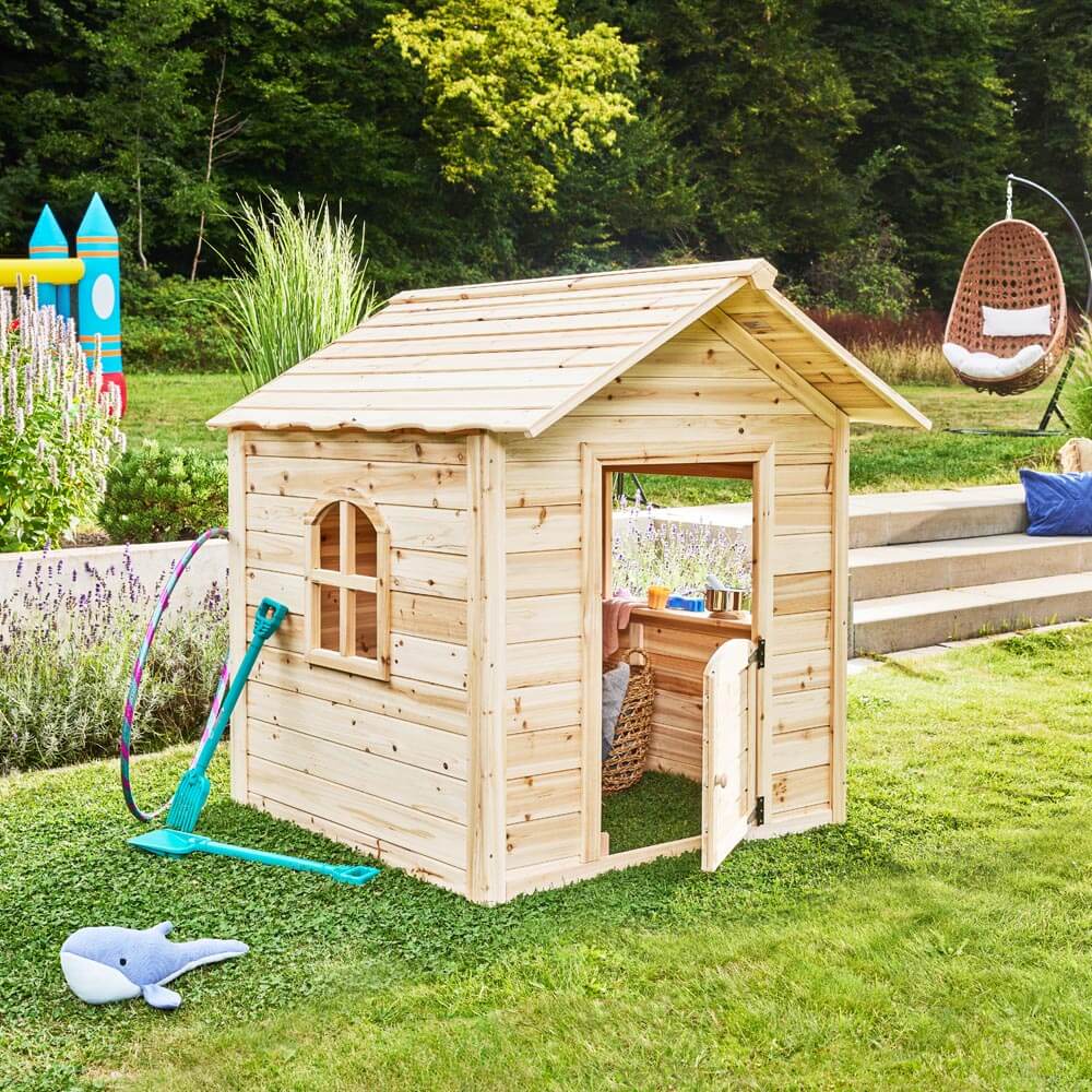 Spielhaus DER GROSSE PALAST - 106 x 111 cm Natur ohne Bank