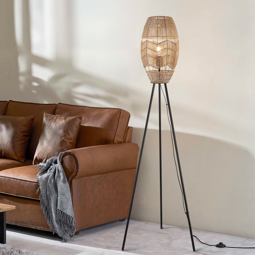 Tripod Stehlampe aus Jute KIKO - Natur