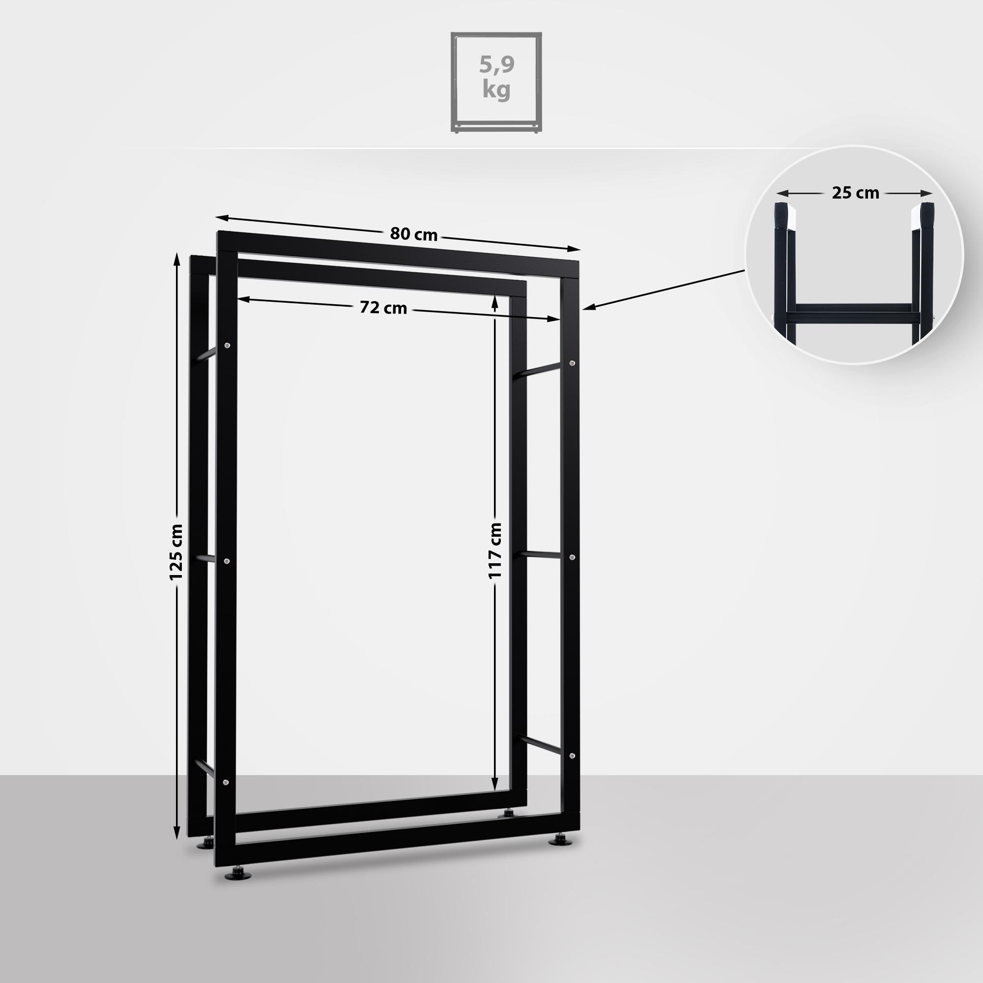 Kaminholzständer Keri V2 25x80x125, schwarz
