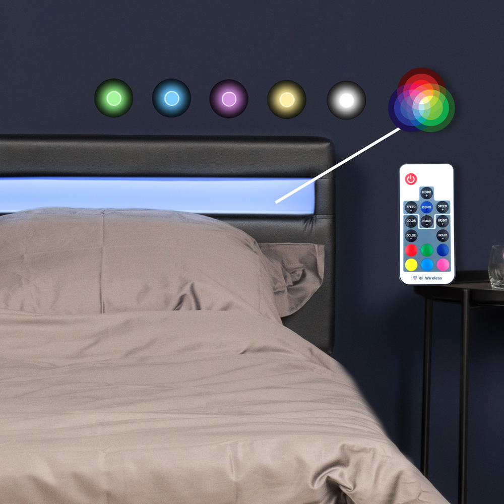 LED Bett ASTRO - 90 x 200 cm Schwarz