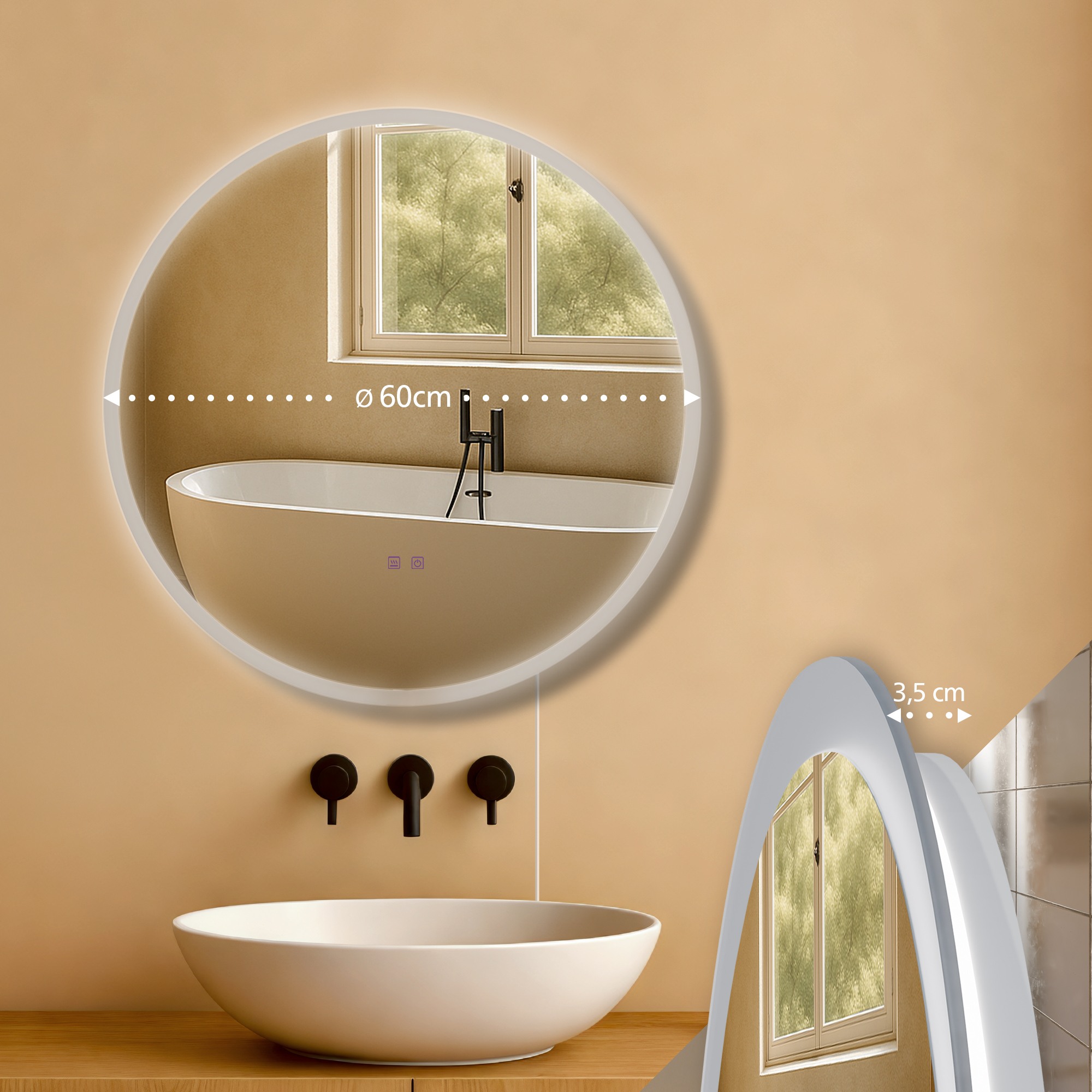 Badspiegel Laconia 60 ohne Bluetooth, klarglas