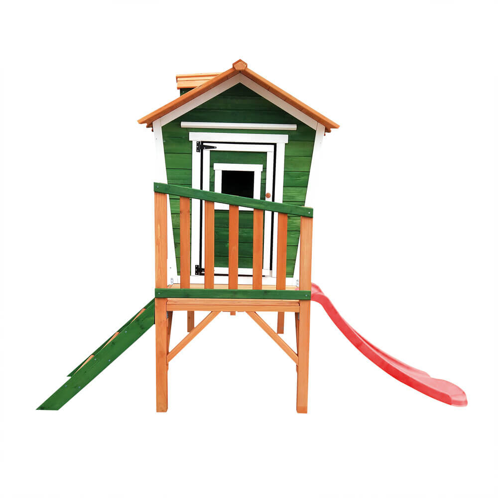 Spielhaus auf Stelzen PINO inkl. Rutsche - Grün